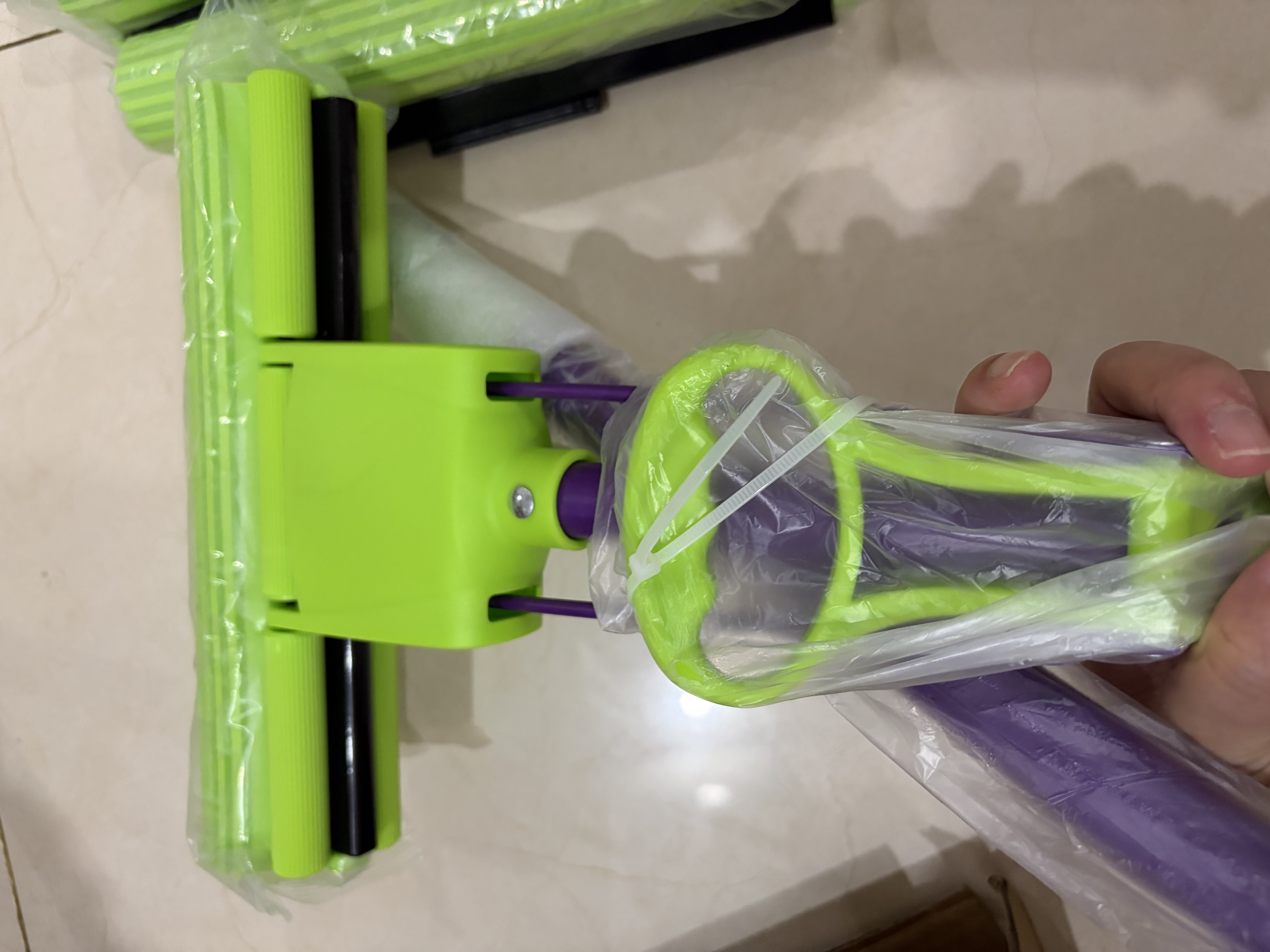 妙洁胶棉拖把家用卡槽型胶棉头 免手洗滚轮式挤水海绵拖把拖布墩布 原装拖把+3通用头【共4头】 实拍图