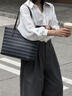 OMTO黑松露托特包女大容量单肩包通勤手提包女上学女包2026新款礼物 松露黑中号【可装14寸电脑】 实拍图
