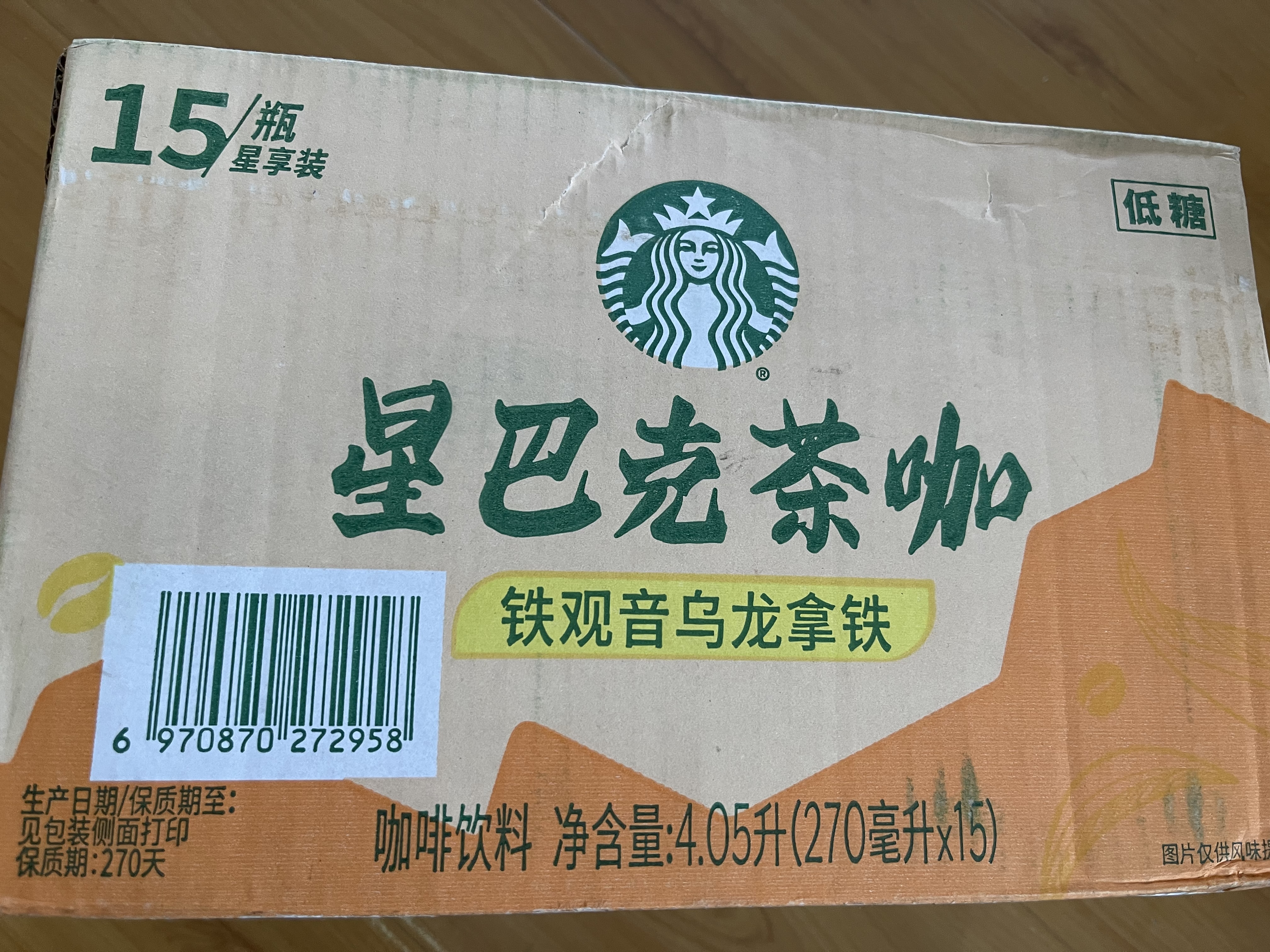 星巴克（Starbucks）茶咖 即饮咖啡 铁观音乌龙拿铁 270ml*15瓶 瓶装茶咖啡饮料 实拍图