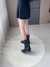 星期六复古时装靴女2026新款秋季镂空雕花尖头气质粗跟不累脚骑士小短靴 实拍图