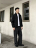 罗蒙外套男秋季立领商务休闲行政夹克上衣男百搭棒球服男JT6黑XL 实拍图