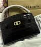 CHARLES&KEITH鳄鱼纹凯莉包手提斜挎婚包包女包生日礼物送女友CK2-50270880-1 Black黑色 S 实拍图