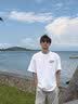 ONGOOSE短袖T恤男装夏季潮流简约纯棉运动上衣港风宽松休闲五分袖体恤衫 MSL-C671白色 L 【建议120-135斤】 实拍图