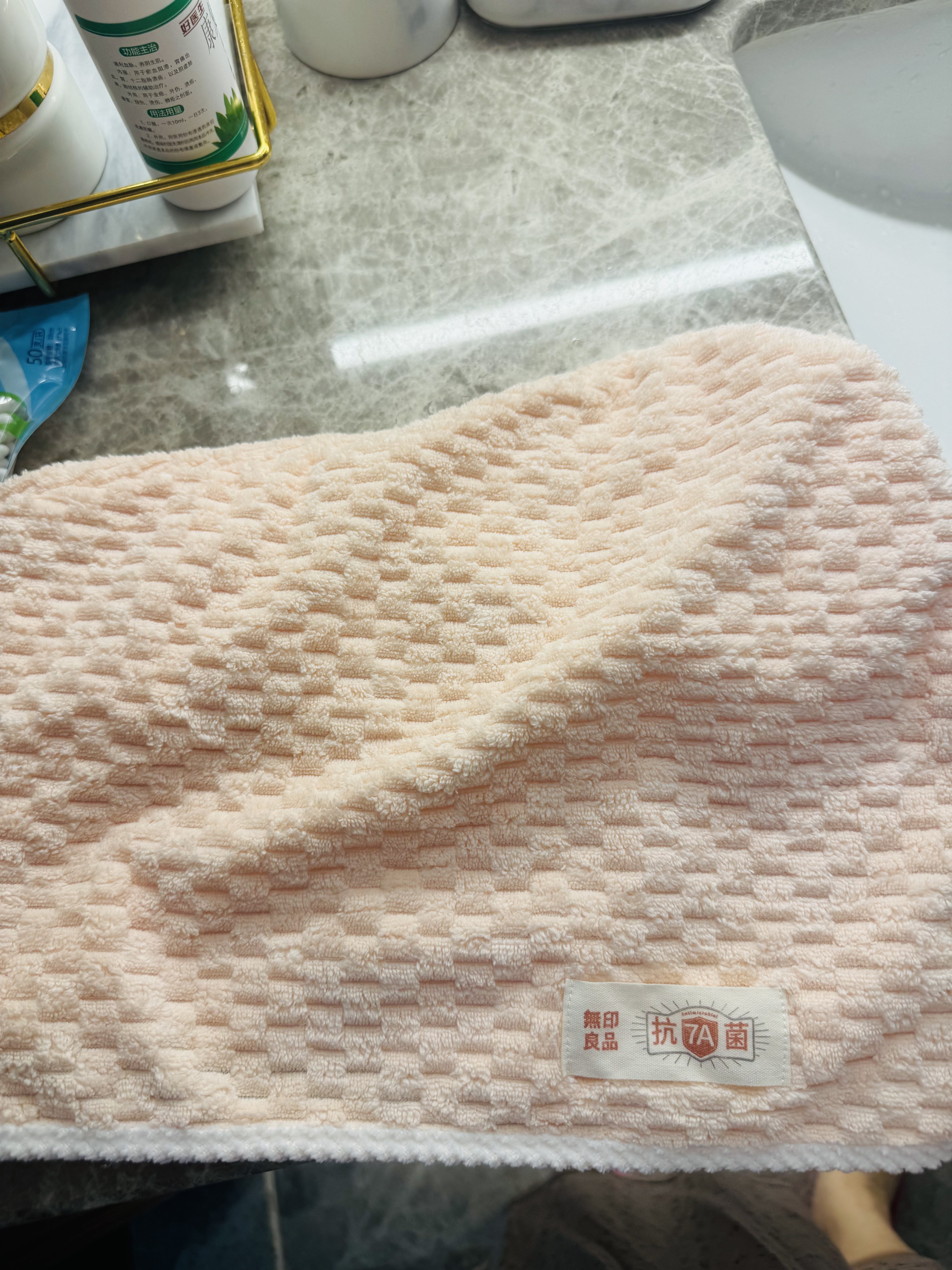 无印良品 干发毛巾7A级抗菌超强吸水速干擦头A类包头巾女加厚擦脸毛巾粉色 实拍图