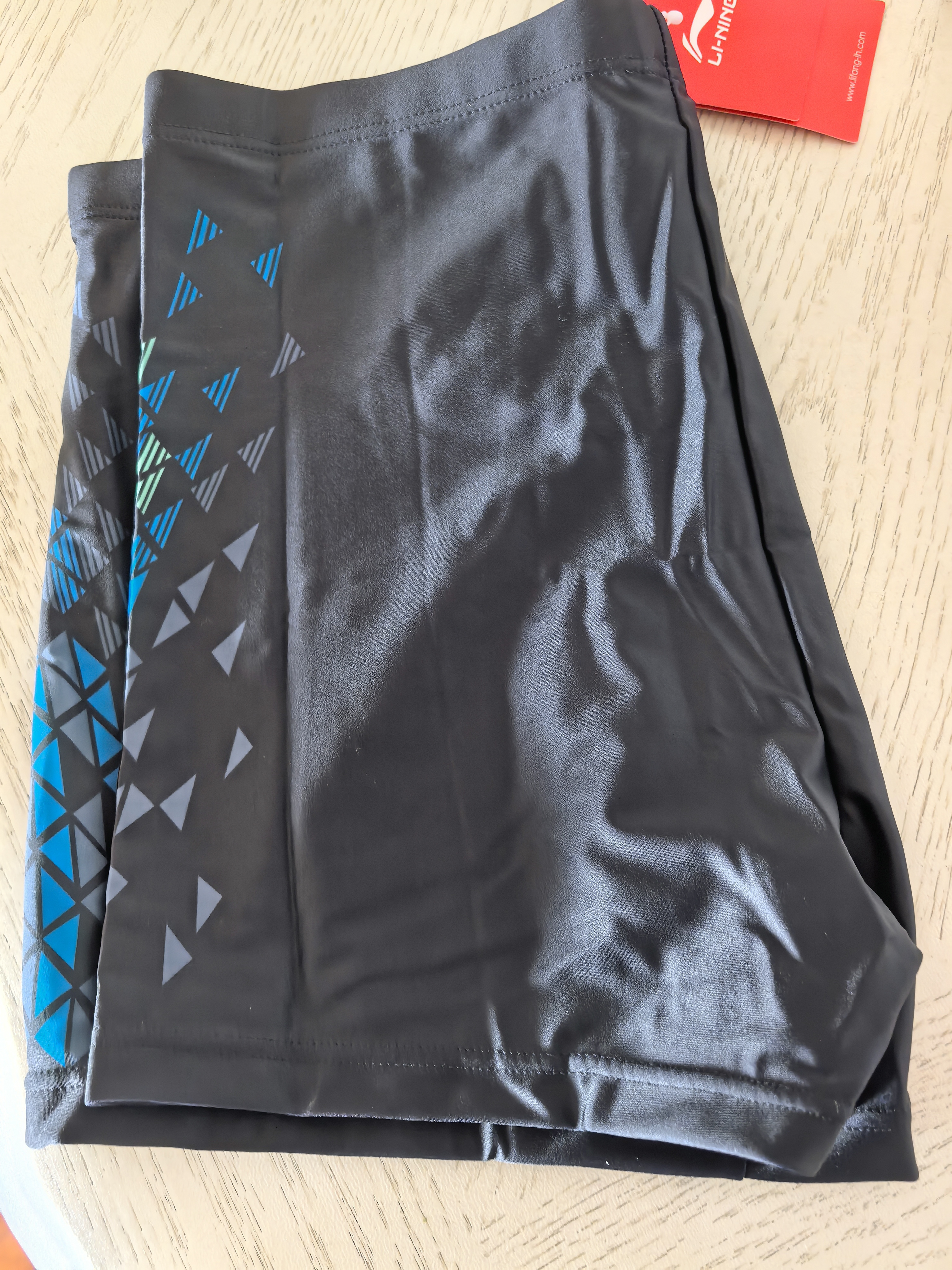李宁（LI-NING）泳裤男士宽松游泳裤高档温泉平角泳衣单条123 黑色 2XL 实拍图