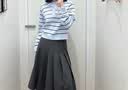 优衣库柔滑棉质POLO领条纹针织衫女装毛衣毛衫484503 60 浅蓝色 S 实拍图
