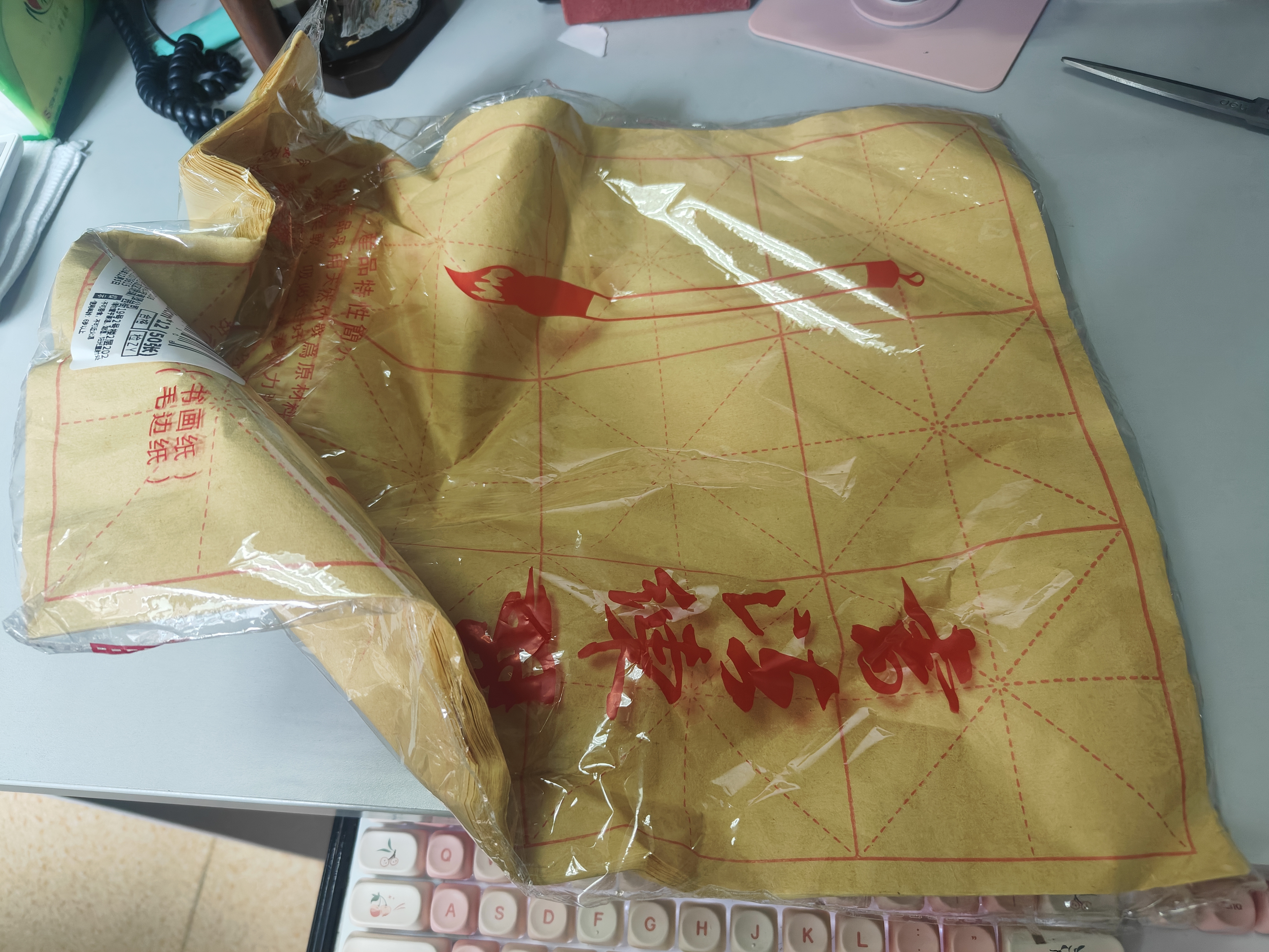 荣宝斋 书画毛边纸 半生熟宣书法练习专用 写毛笔字仿古米字格作品 竹浆毛边米字格10cm*12格/50张 实拍图