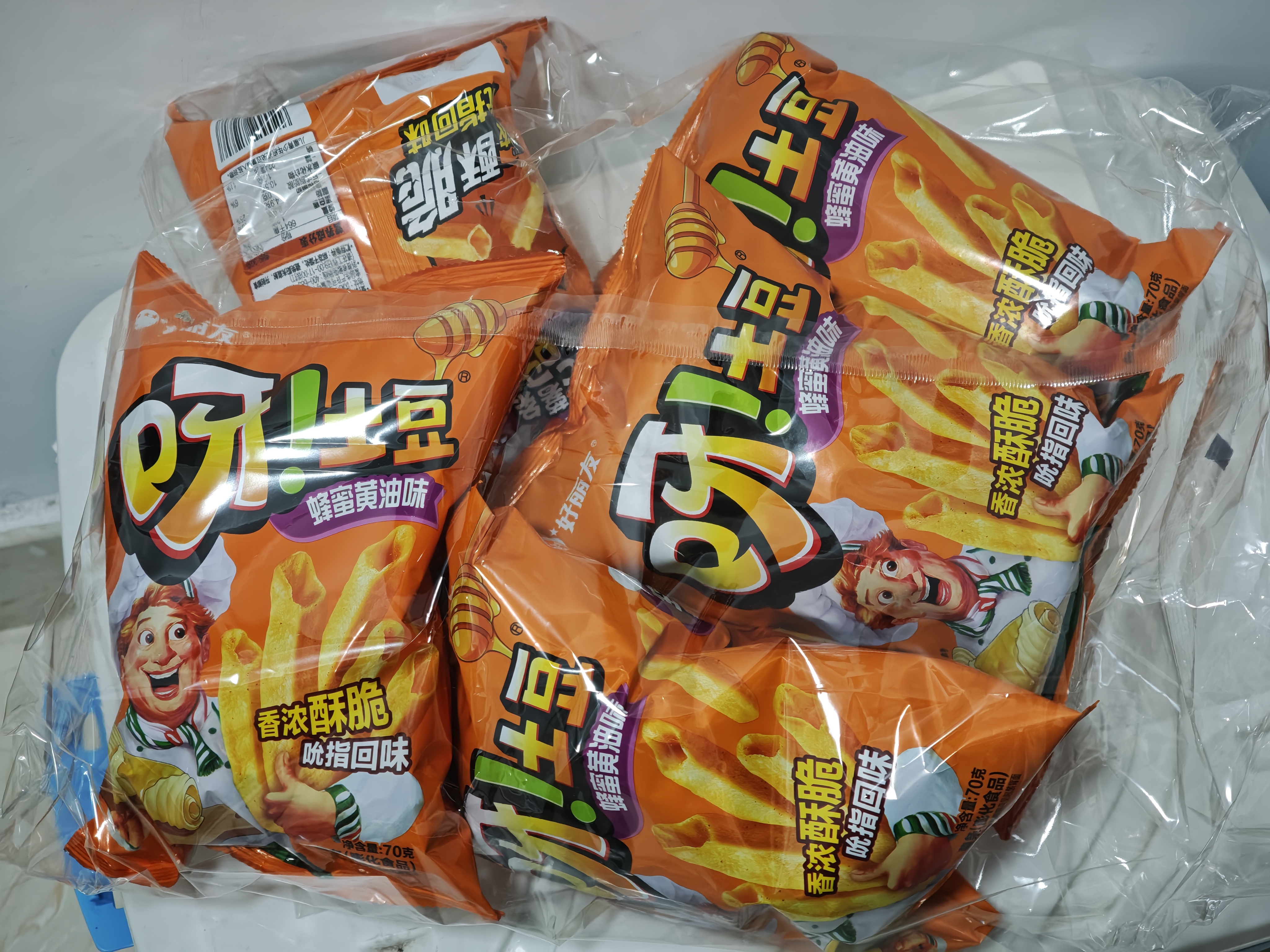 好丽友（ORION）呀土豆蜂蜜黄油味五连包共350g 休闲零食薯条膨化食品解馋小吃 实拍图