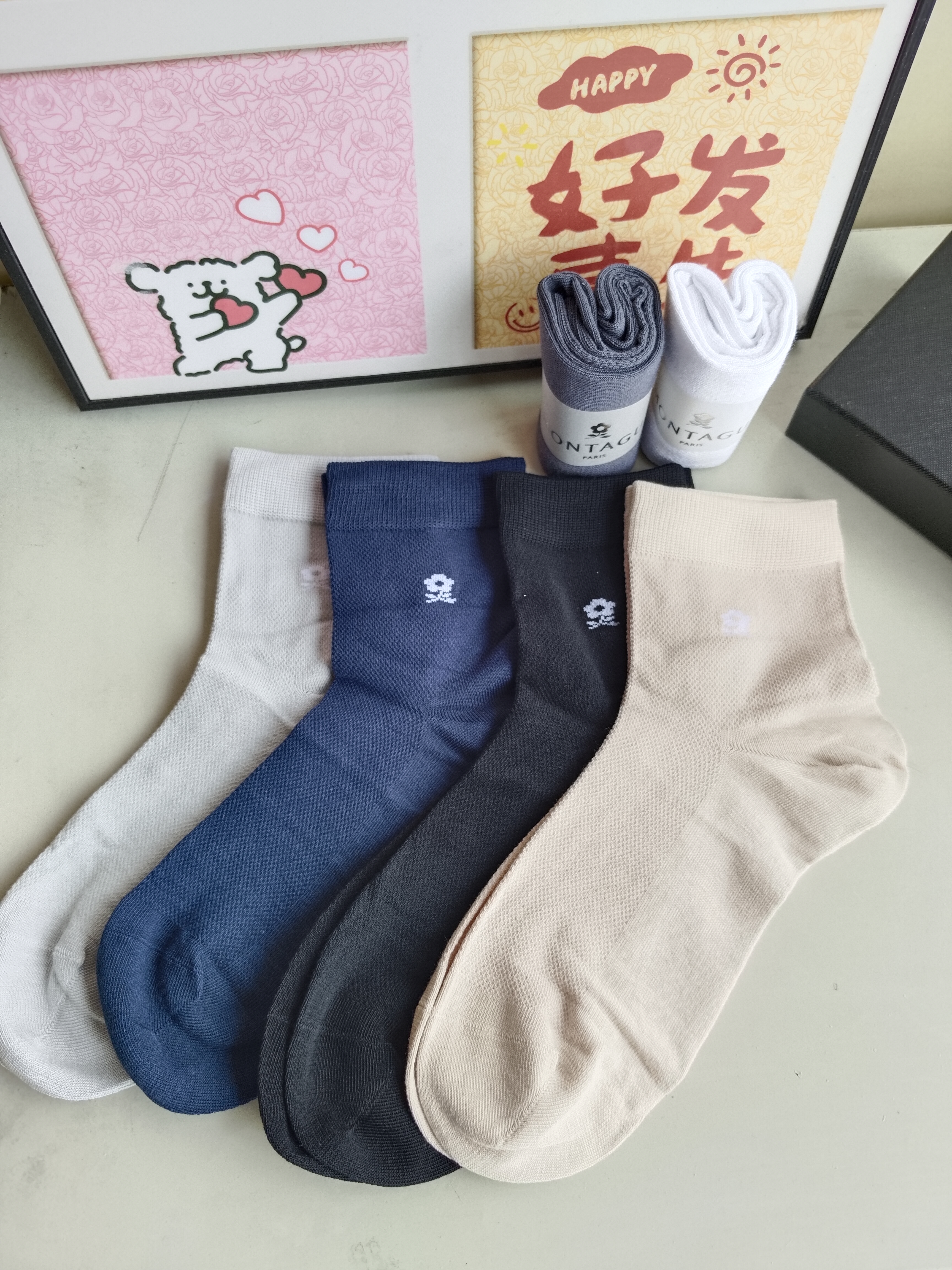 梦特娇袜子男士夏季100%纯棉薄款网眼透气吸汗中筒袜抗菌防臭夏天商务袜 实拍图