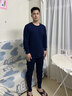 七匹狼秋衣秋裤套装男士保暖内衣男纯棉100%秋冬季打底圆领保暖内衣套装 100%纯棉全身抗菌- 藏青 M -165/90(80-110斤) 实拍图