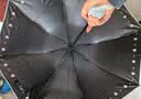 天堂伞 防紫外线阳伞三折 遮阳伞黑胶防晒伞蜜桃图案晴雨伞 银星蓝 实拍图
