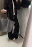 Shelley Jones黑色微喇牛仔裤男夏季美式高街vibe薄款弯刀cleanfit修身弹力显瘦 B221-LK25596黑色 【高品质】 XL 体重130-145斤 实拍图