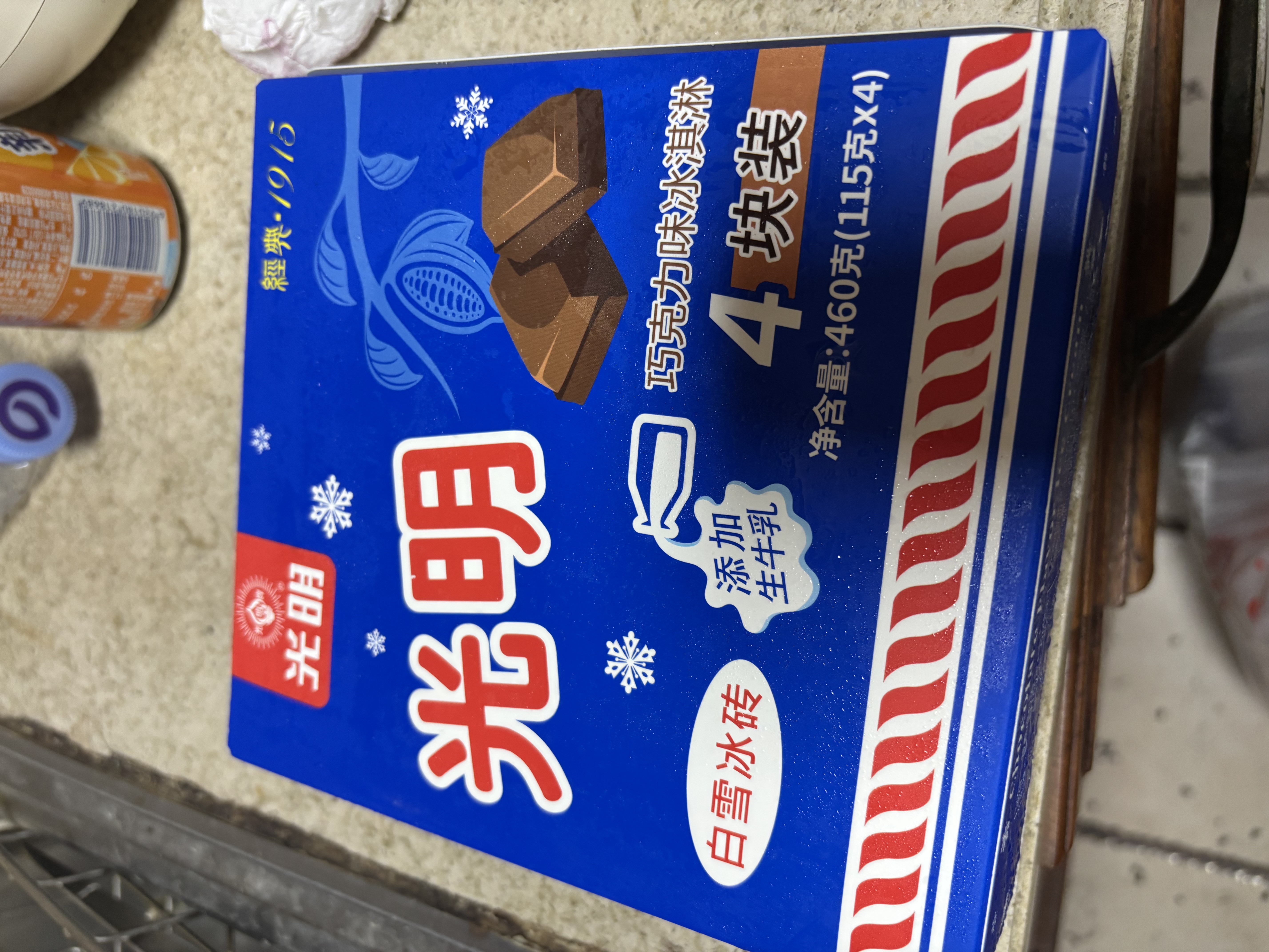 光明牌白雪冰砖115g*4块 巧克力口味 经典中砖奶砖冰淇淋雪糕家庭装 实拍图