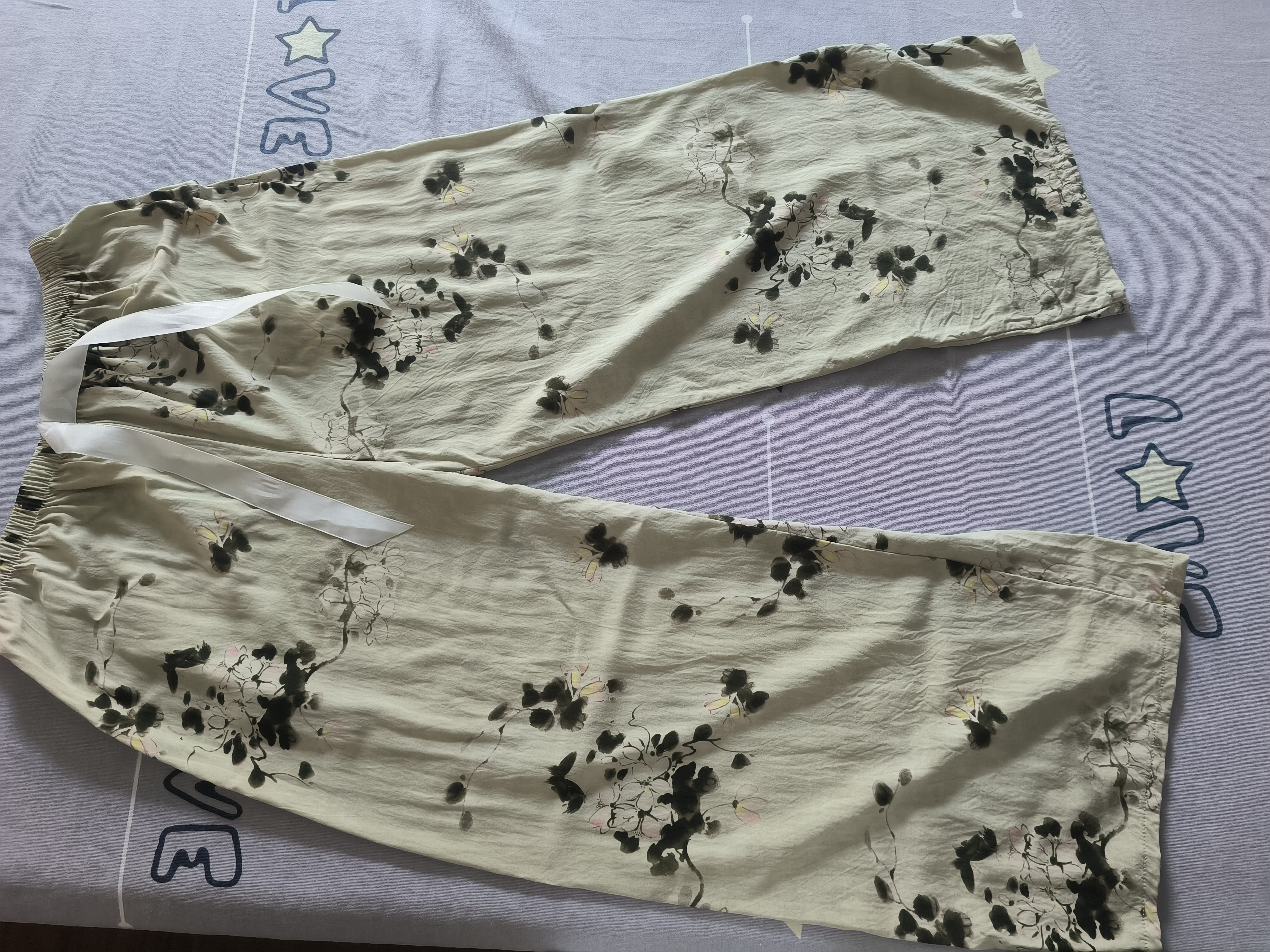古今（GUJIN）凉感夏季上新棉绸睡裤家居裤遛弯裤空调裤可外穿阔腿裤防蚊裤时尚 实拍图