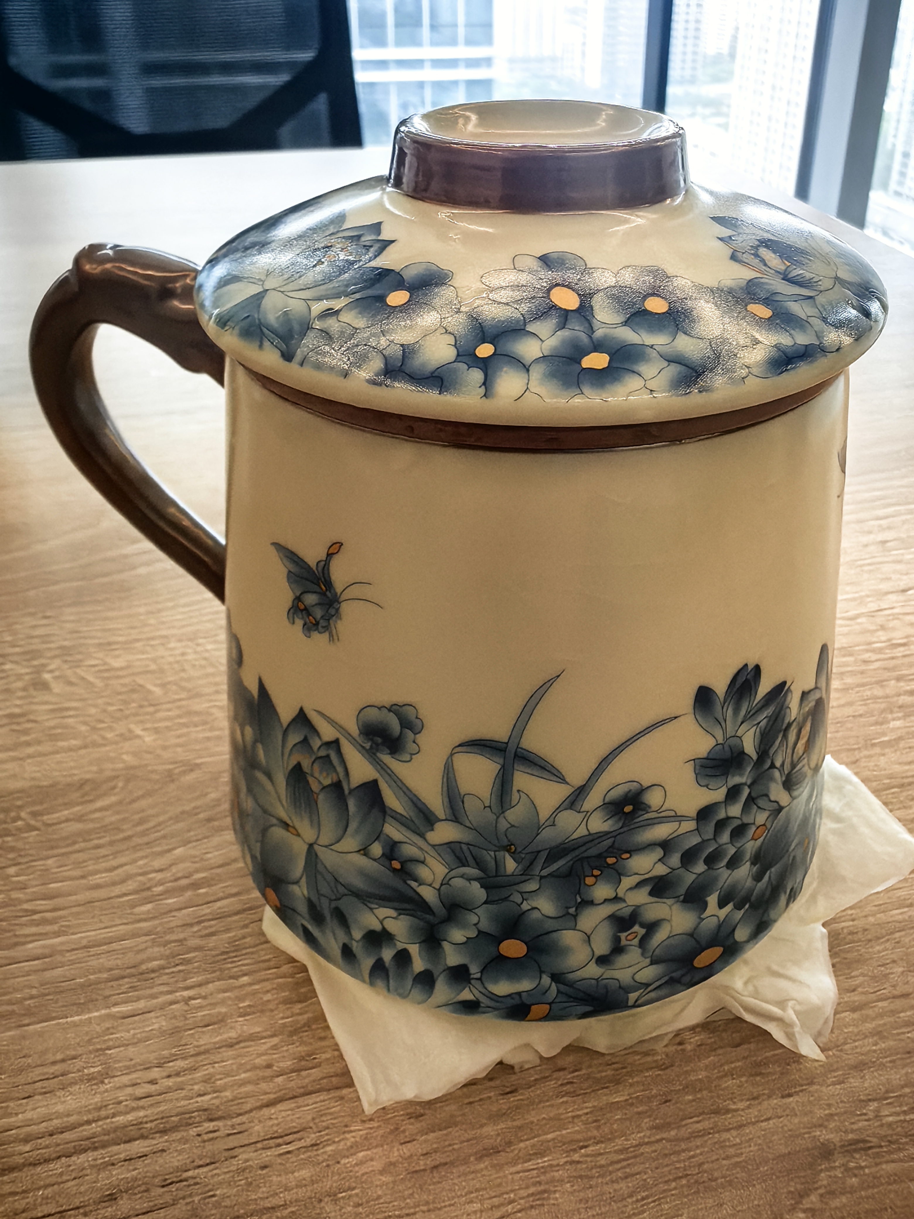悟道莲花汝窑茶杯三件套冰裂开片茶水分离陶瓷杯带盖办公杯商务送礼泡茶杯 实拍图