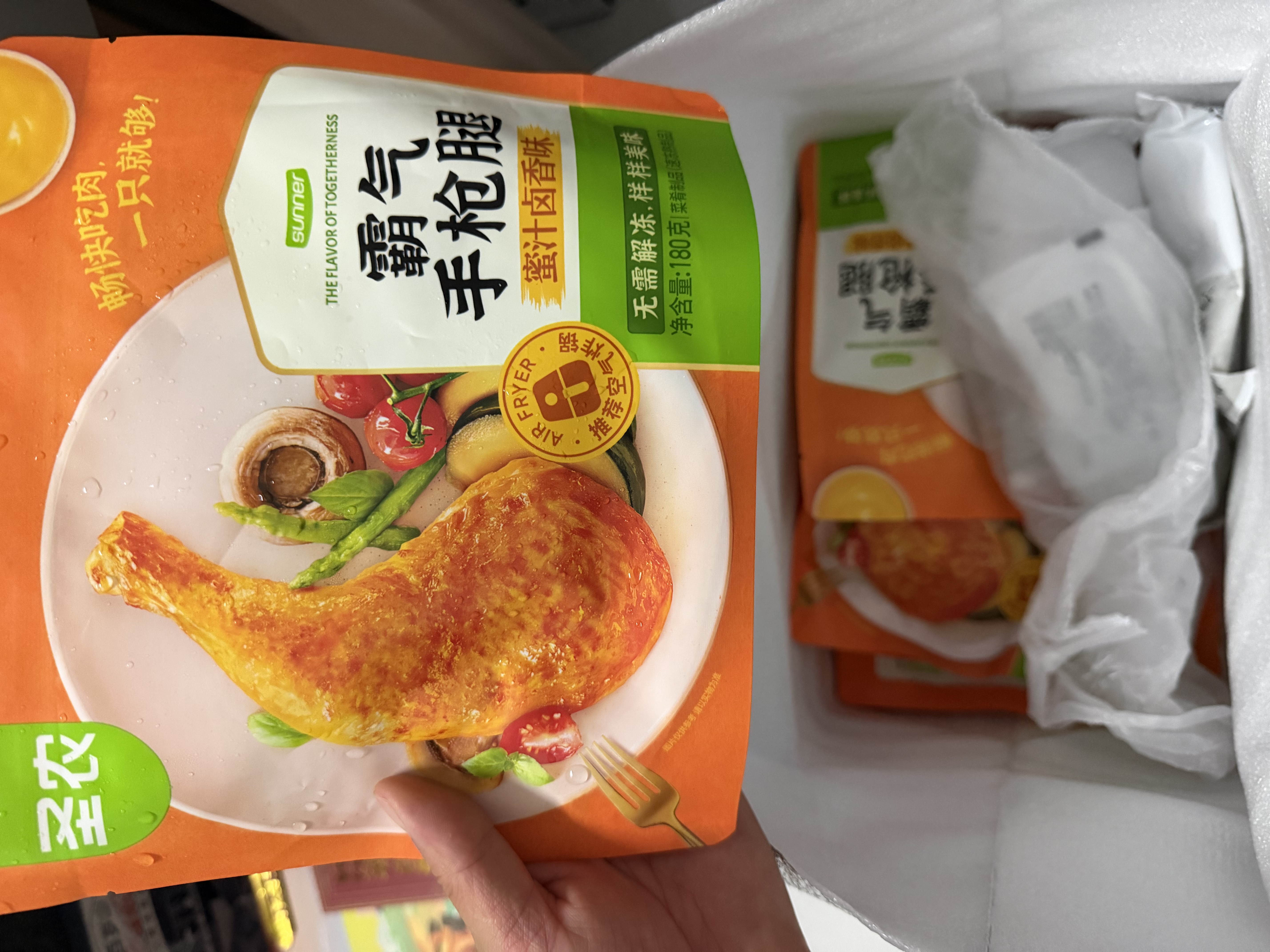 圣农 霸气大鸡腿即食鸡全腿蜜汁麻辣卤香风味烤鸡腿微波即食冷冻食品 手枪腿蜜汁卤香味180g*5包 实拍图