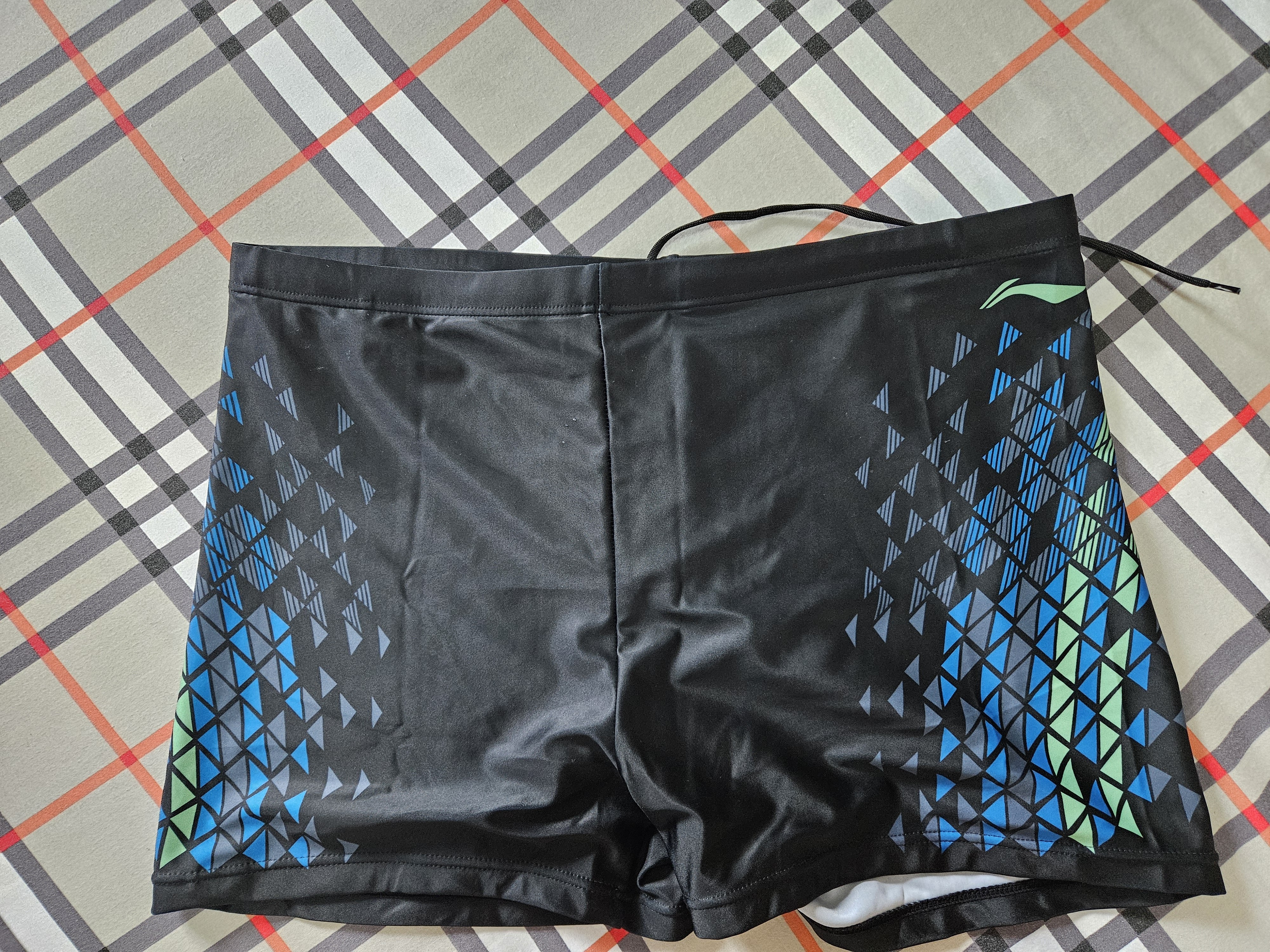 李宁（LI-NING）泳裤男士宽松游泳裤高档温泉平角泳衣单条123 黑色3XL 实拍图