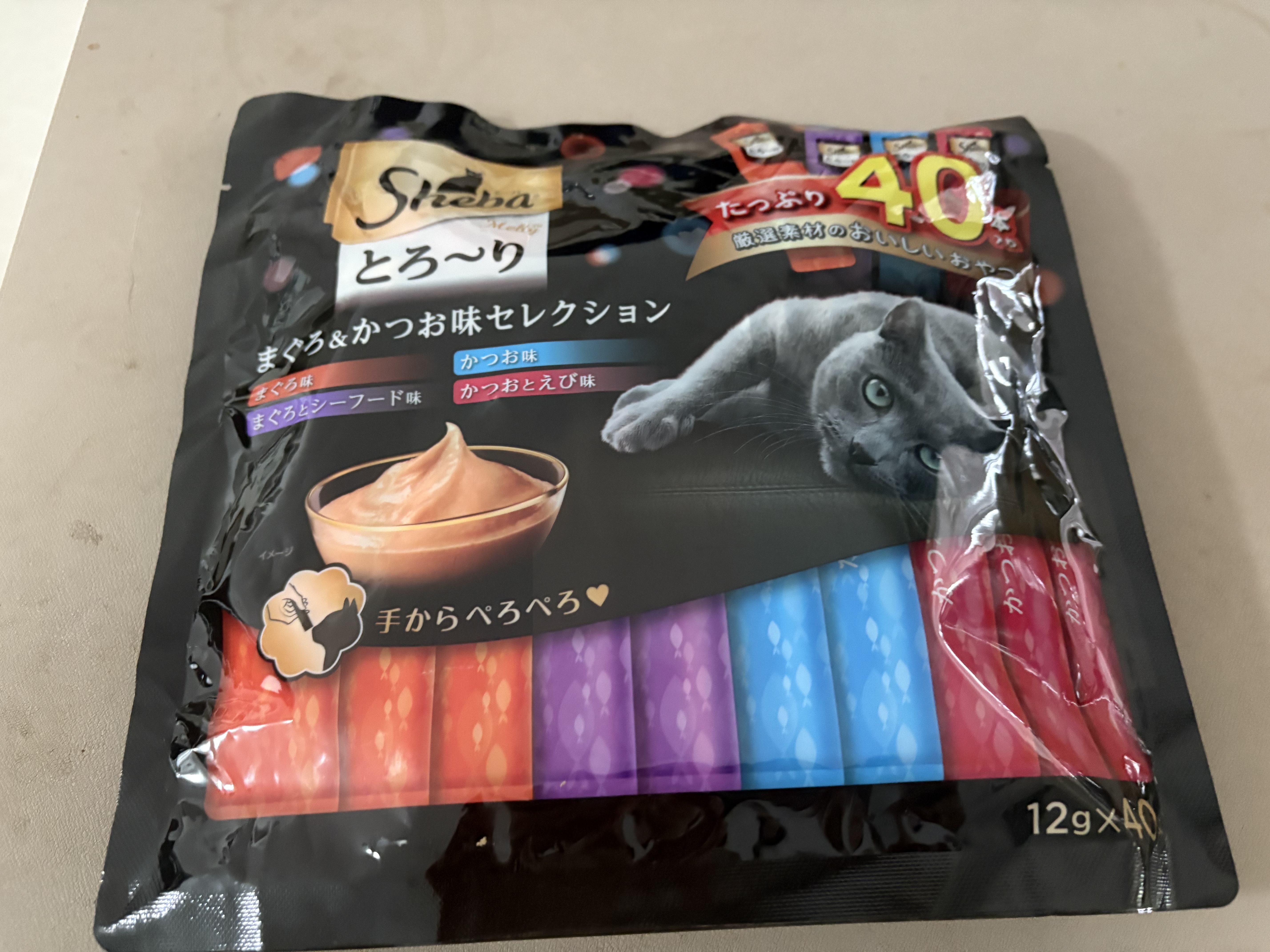 希宝（Sheba）进口猫零食成猫猫条鲣鱼+海陆+海洋鱼+虾味12g*40条软包量贩装 实拍图