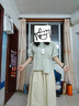 艾美琦美（AIMEIQIMEI）大码女装胖妹妹200斤夏季20265新款盐系连衣裙子女套装遮肚子显瘦 绿色衬衫+杏色半身裙 2XL [建议140-160斤] 实拍图
