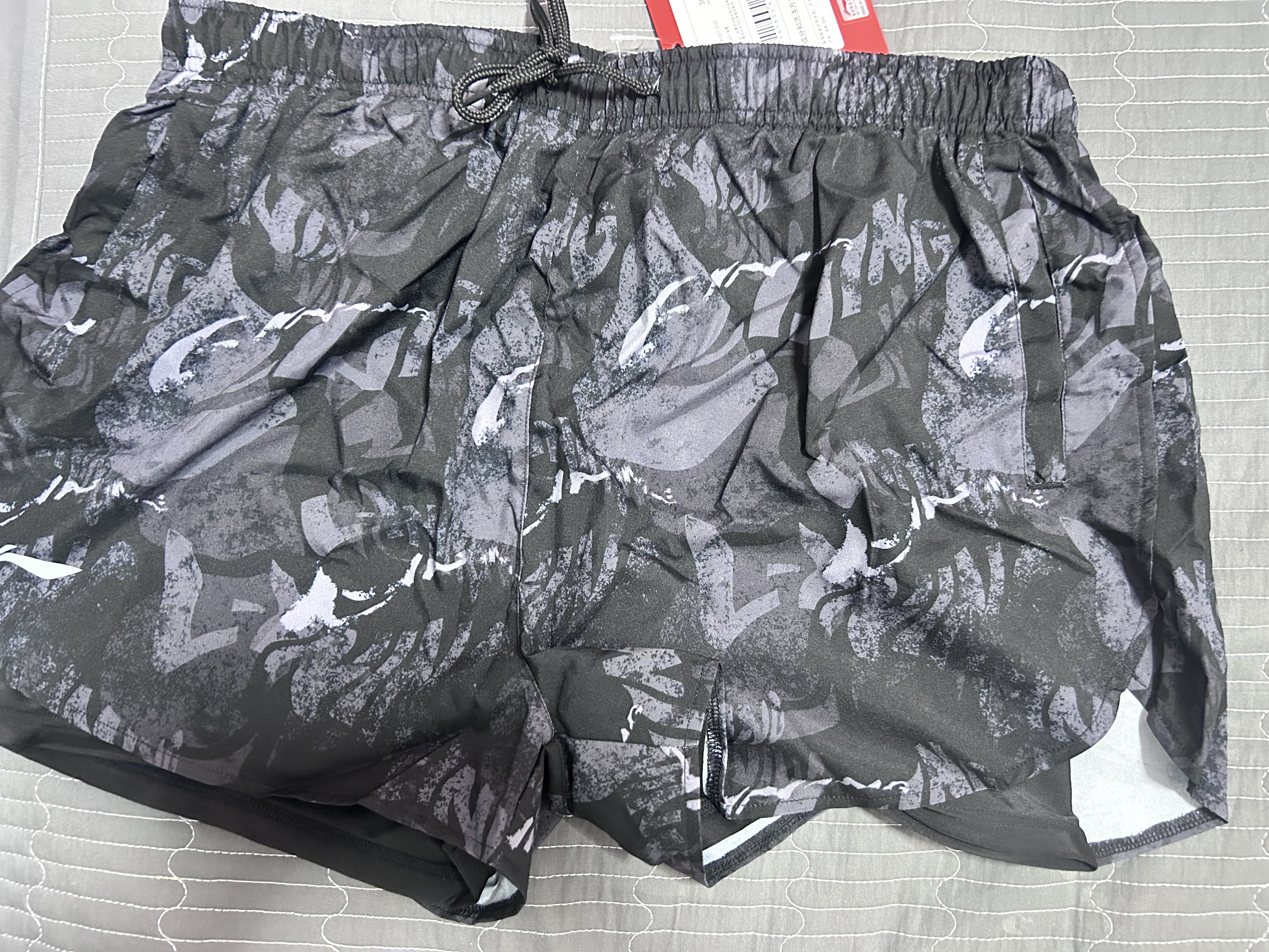 李宁（LI-NING）泳裤男士防尴尬游泳裤平角双层水陆两用花色沙滩裤901XXXL 实拍图