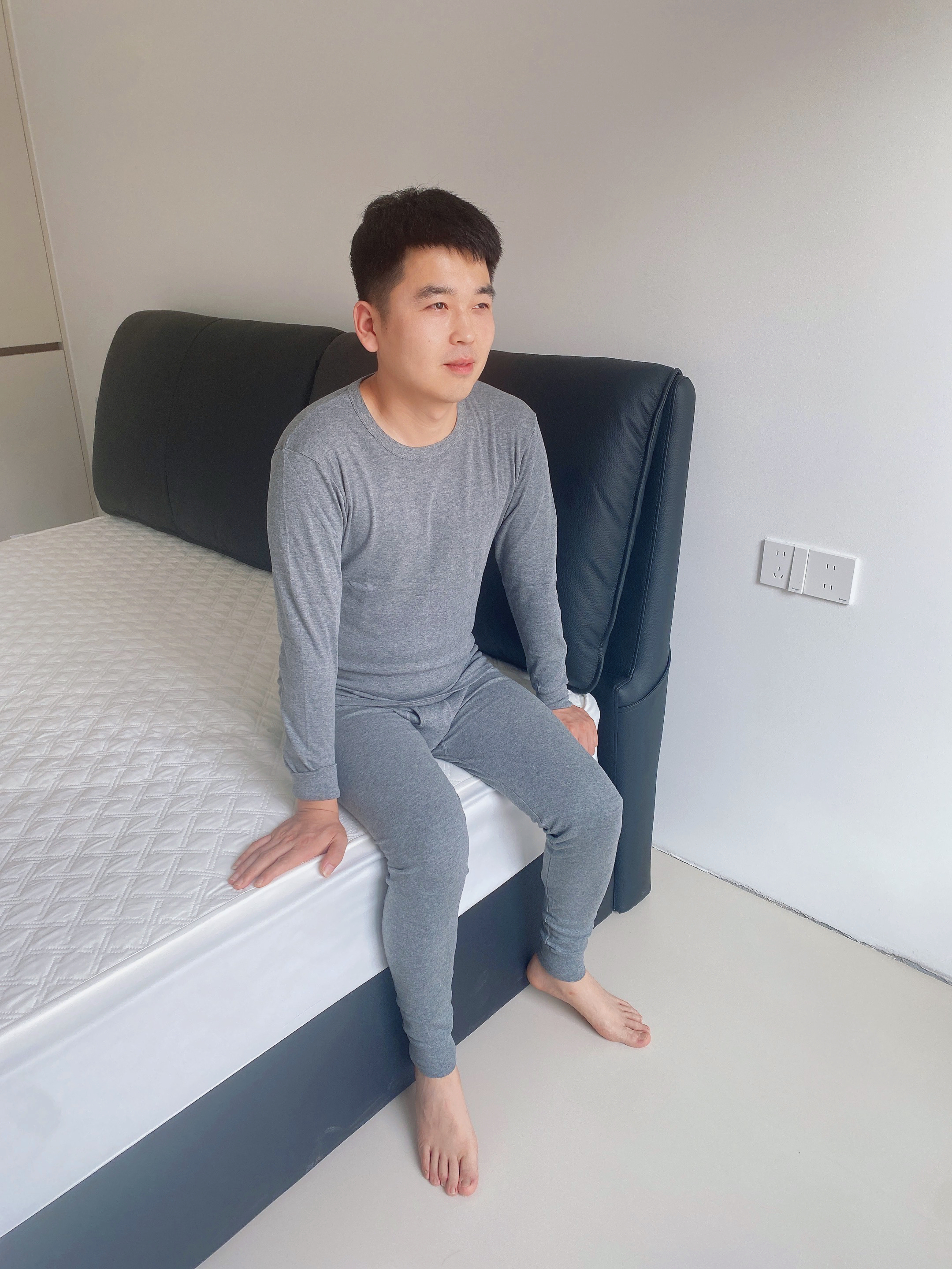 北极绒秋衣秋裤男士套装100%纯棉保暖内衣薄款圆领棉毛衫秋冬季打底 实拍图