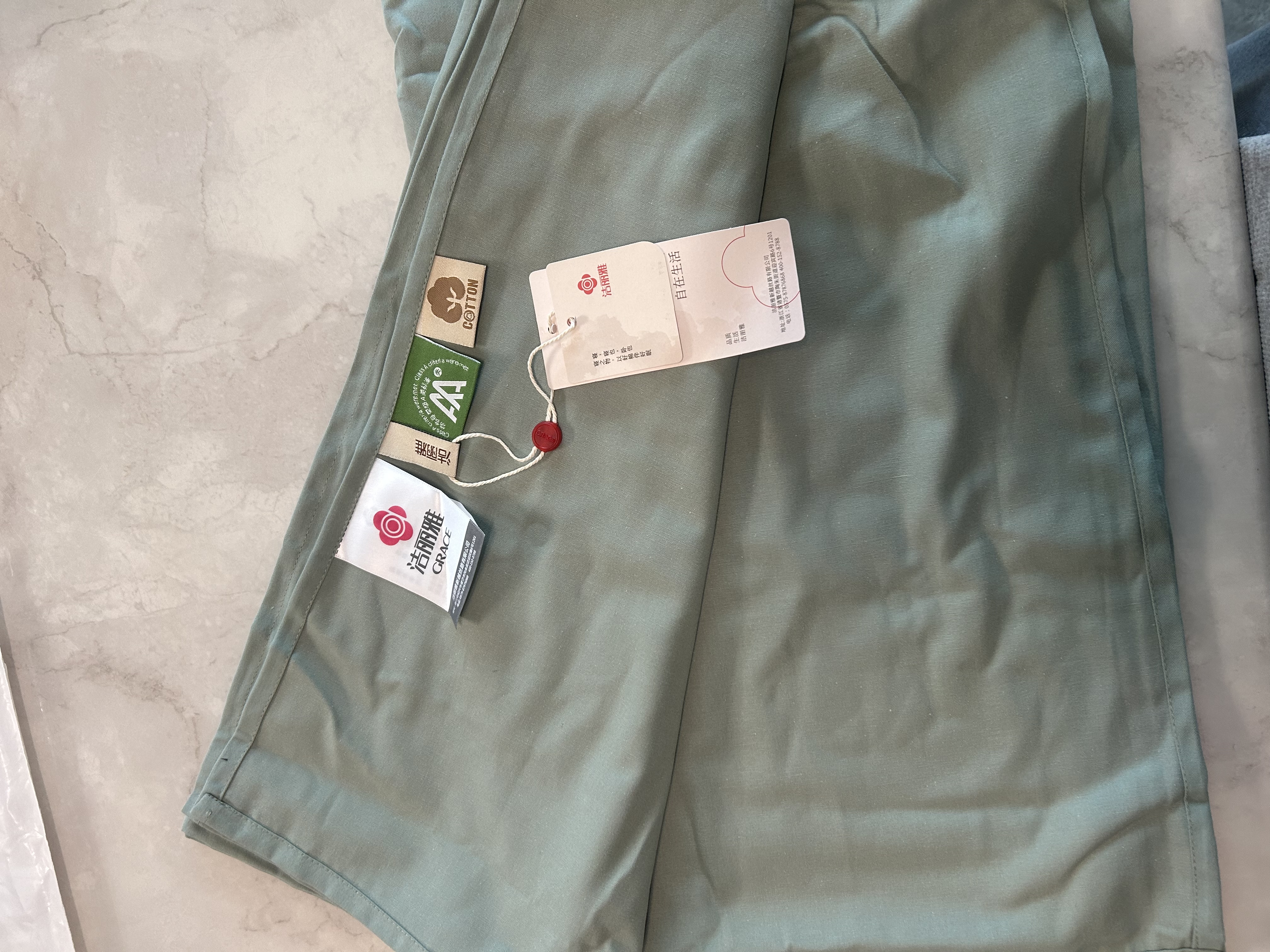 洁丽雅（Grace）A类磨毛床单单件 100%纯棉7A抗菌面料床单 230*245cm 青草绿 实拍图