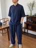 JEEP SPIRIT唐装男居士服唐装中国风中式长衫套装夏季薄款太极服套装 深蓝色 M 晒单实拍图