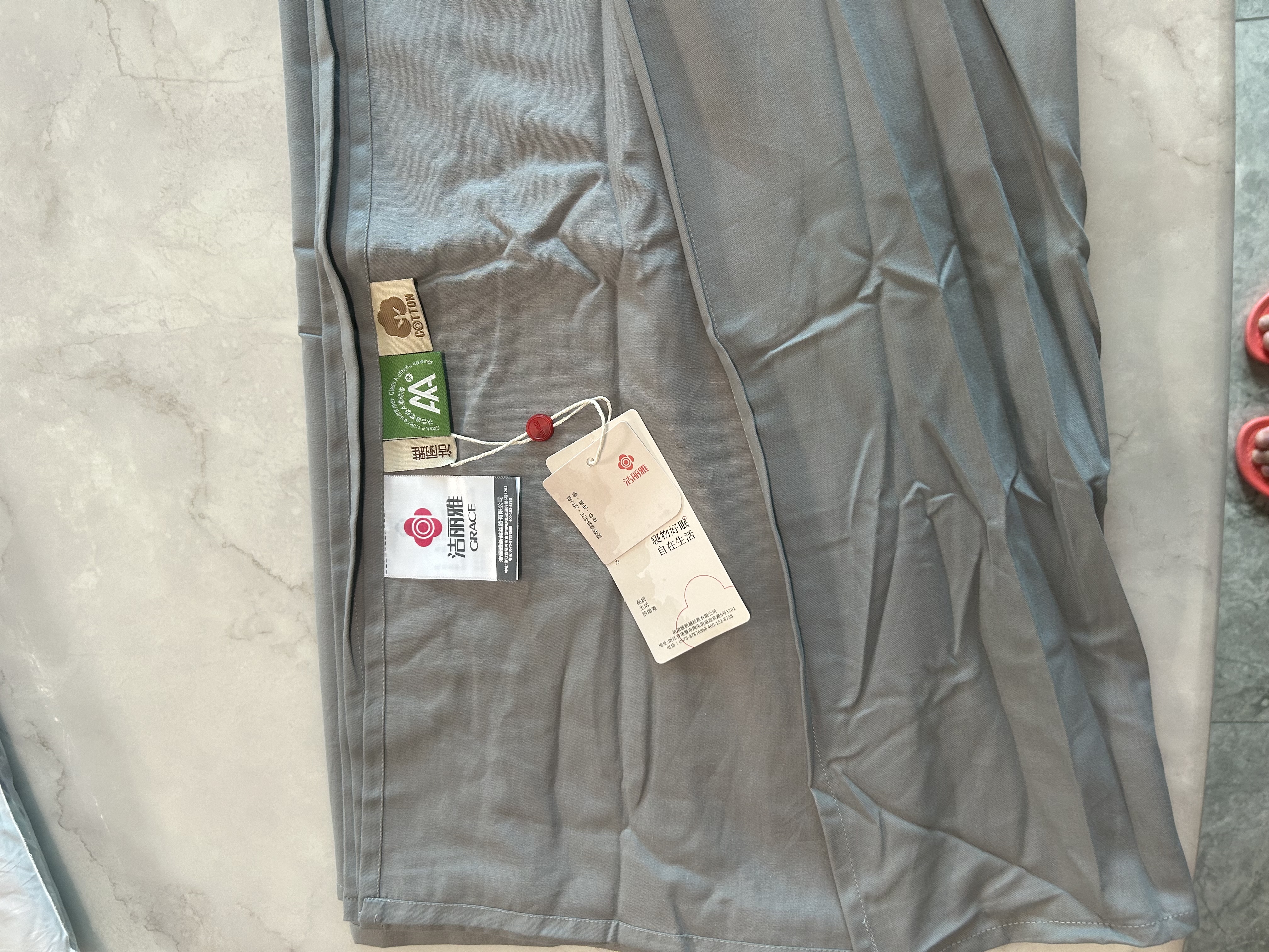 洁丽雅（Grace）A类磨毛床单单件 100%纯棉7A抗菌面料床单 230*245cm 银灰 实拍图