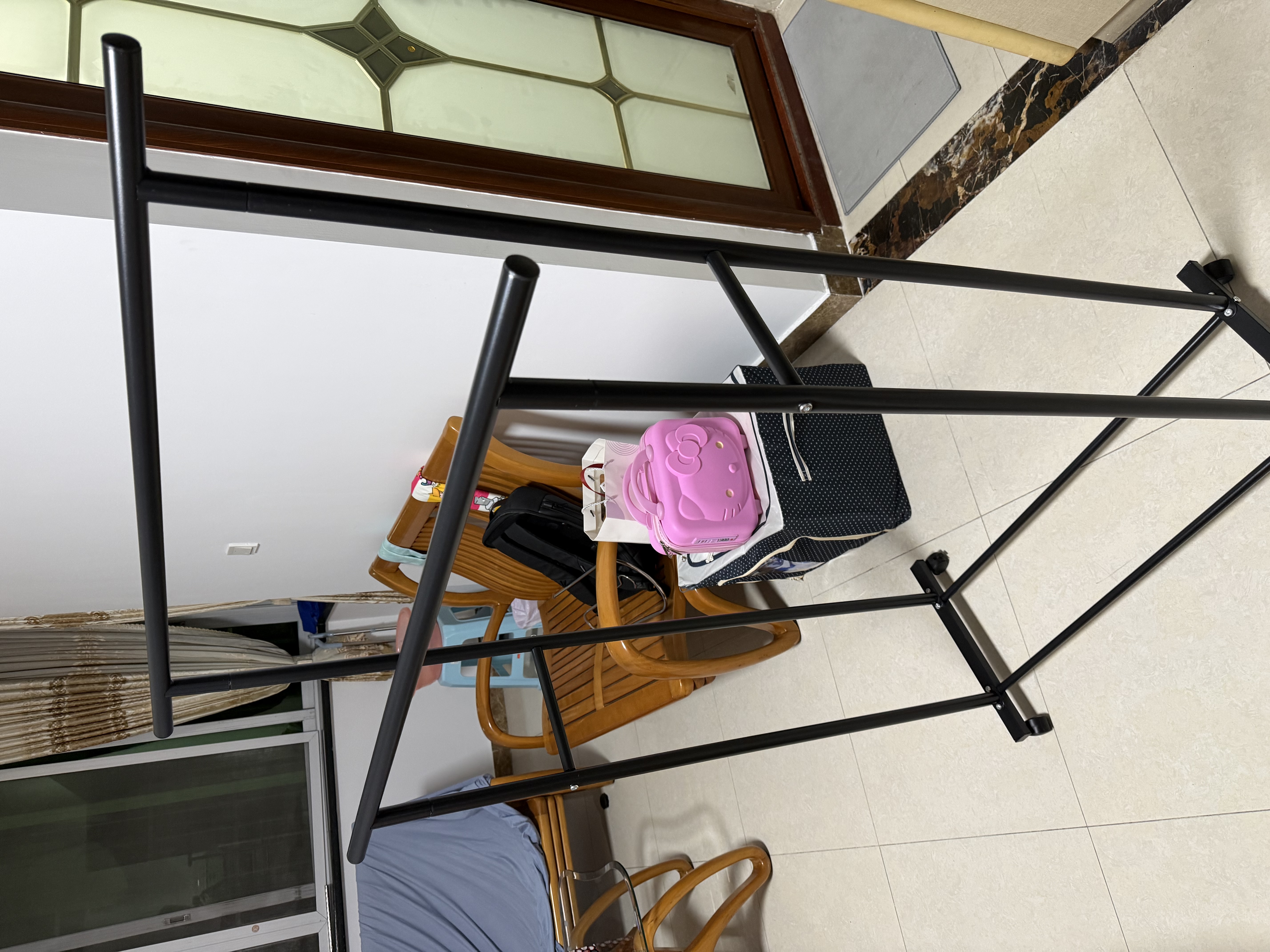 姗姗木艺晾衣架落地挂衣架卧室衣架阳台可移动室内多功能衣服置物架 实拍图