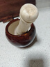 美奈森石头蒜臼子家用老式捣蒜器陶瓷蒜缸传统捣蒜缸蒜泥神器砸捣蒜器 圆口棕色蒜臼+木锤 实拍图