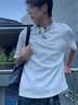 7家优品美式亨利领t恤男士夏季新款简约高级polo短袖7Y15 白灰色 XL 实拍图