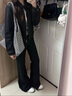 Shelley Jones黑色微喇牛仔裤男夏季美式高街vibe薄款弯刀cleanfit修身弹力显瘦 B221-LK25596黑色 【高品质】 XL 体重130-145斤 实拍图