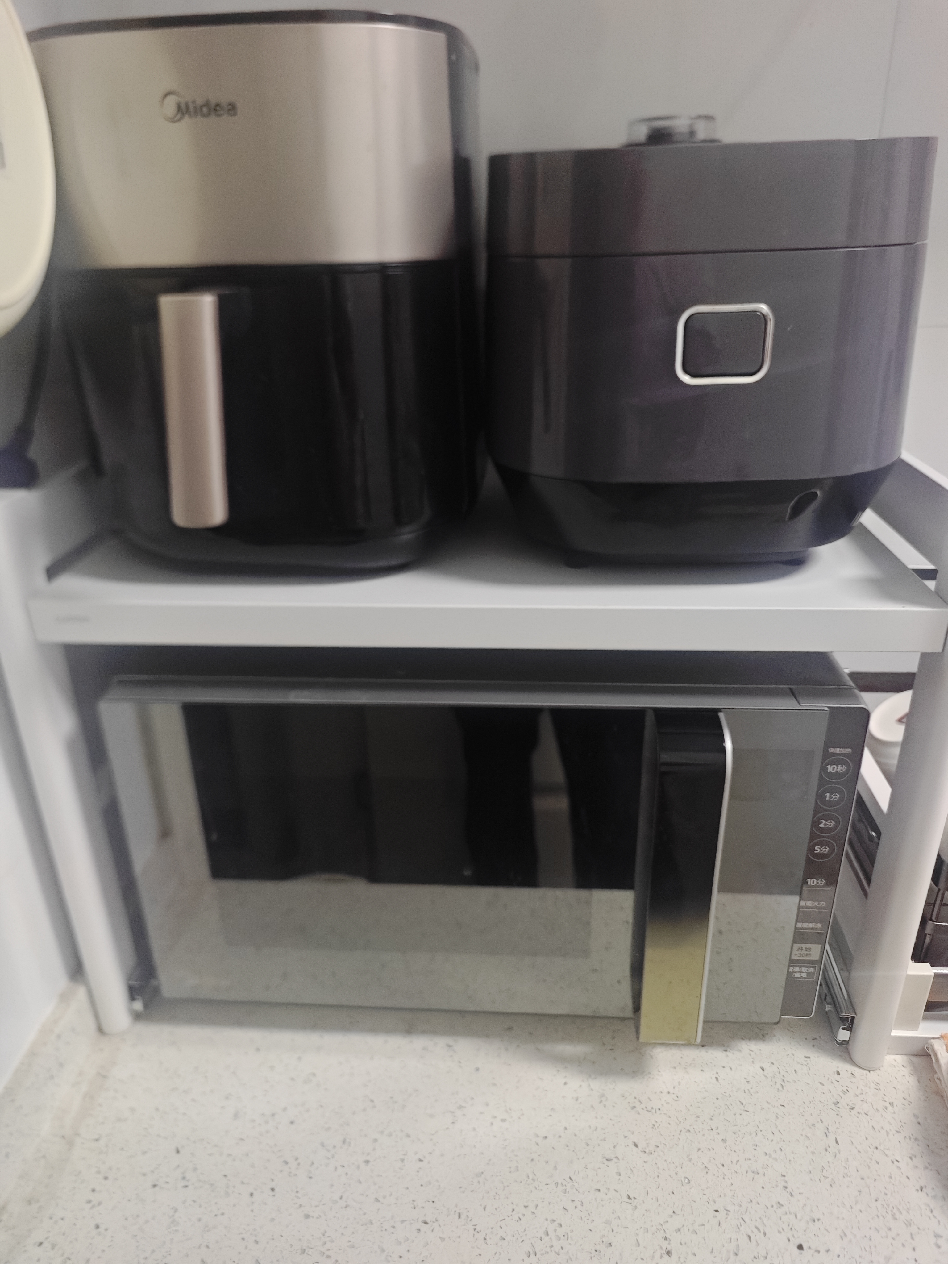 卡贝（cobbe）厨房置物架台面微波炉架烤箱电饭煲调料盒家用收纳架子双层白色 实拍图
