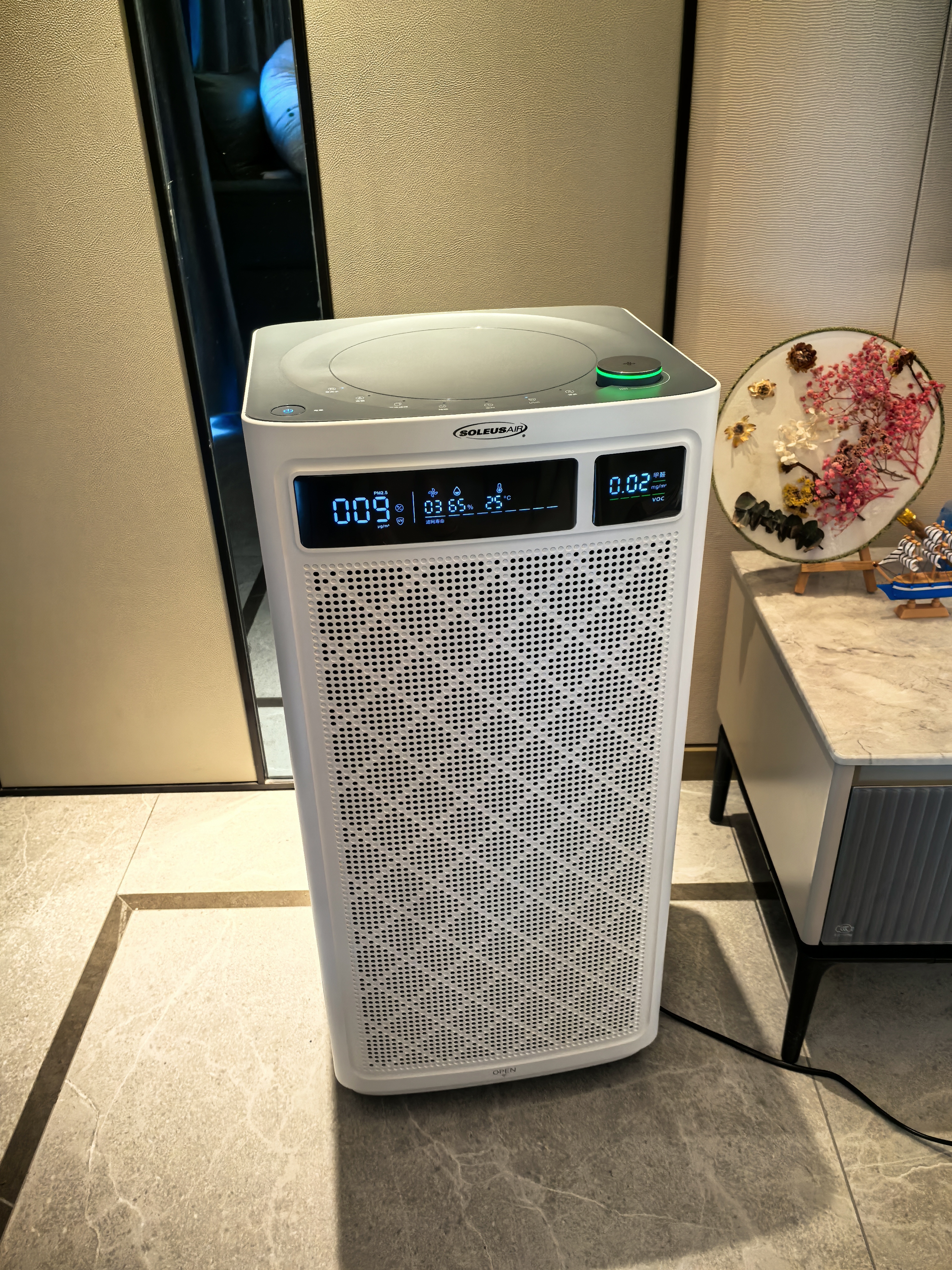 SOLEUSAIR舒乐氏空气净化器宠物除菌猫毛吸附除过敏异味甲醛细菌流感母婴除菌除花粉大空 B01Plus升级款 实拍图