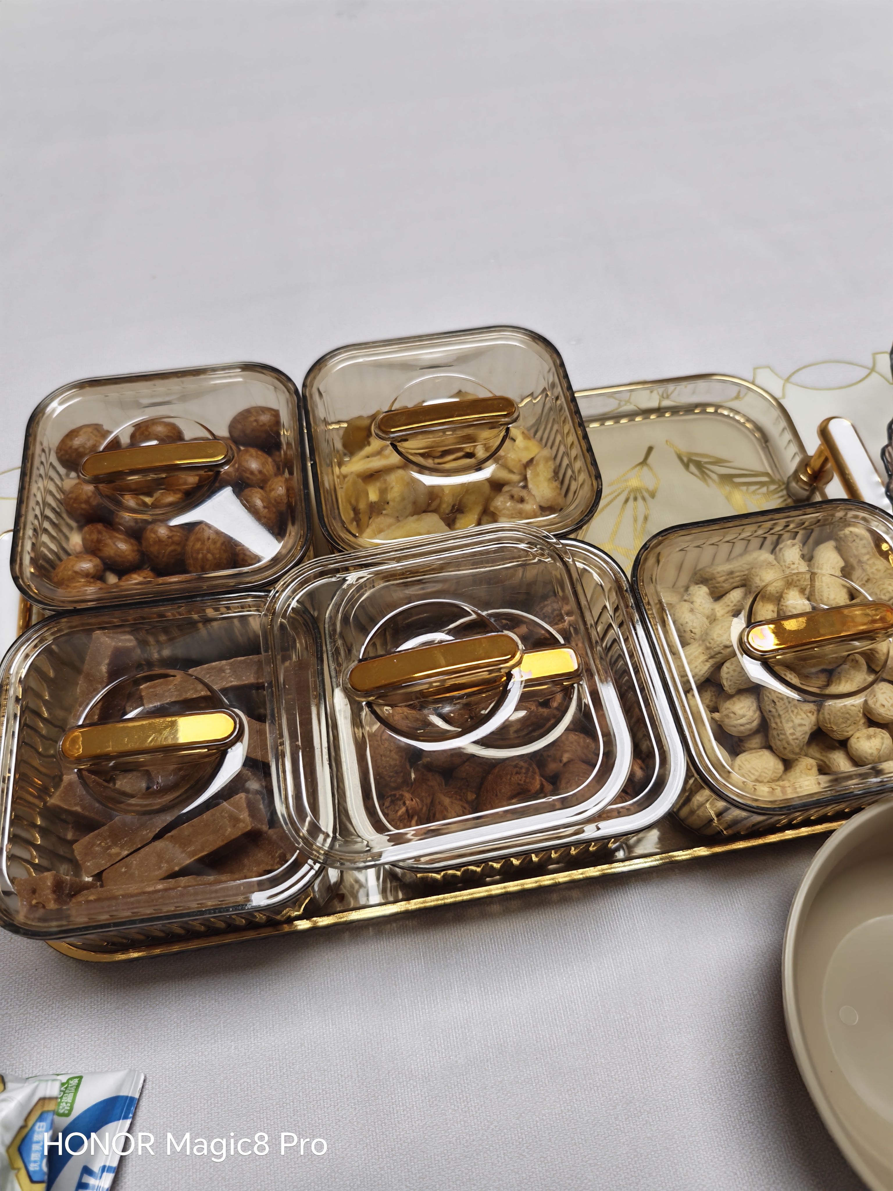 彩致（CAIZHI）水果盘带盖高档分格果盘家用糖果零食轻奢点心盘6格香槟 CZ6712 实拍图