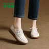 木林森（MULINSEN）女鞋皮鞋秋季休闲小白鞋平底乐福鞋一脚蹬软底妈妈单鞋 米白   38 实拍图