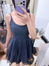 UR2026夏季新款女装拼接设计感超短款吊带连衣裙UYU760005+ 墨蓝 L 实拍图