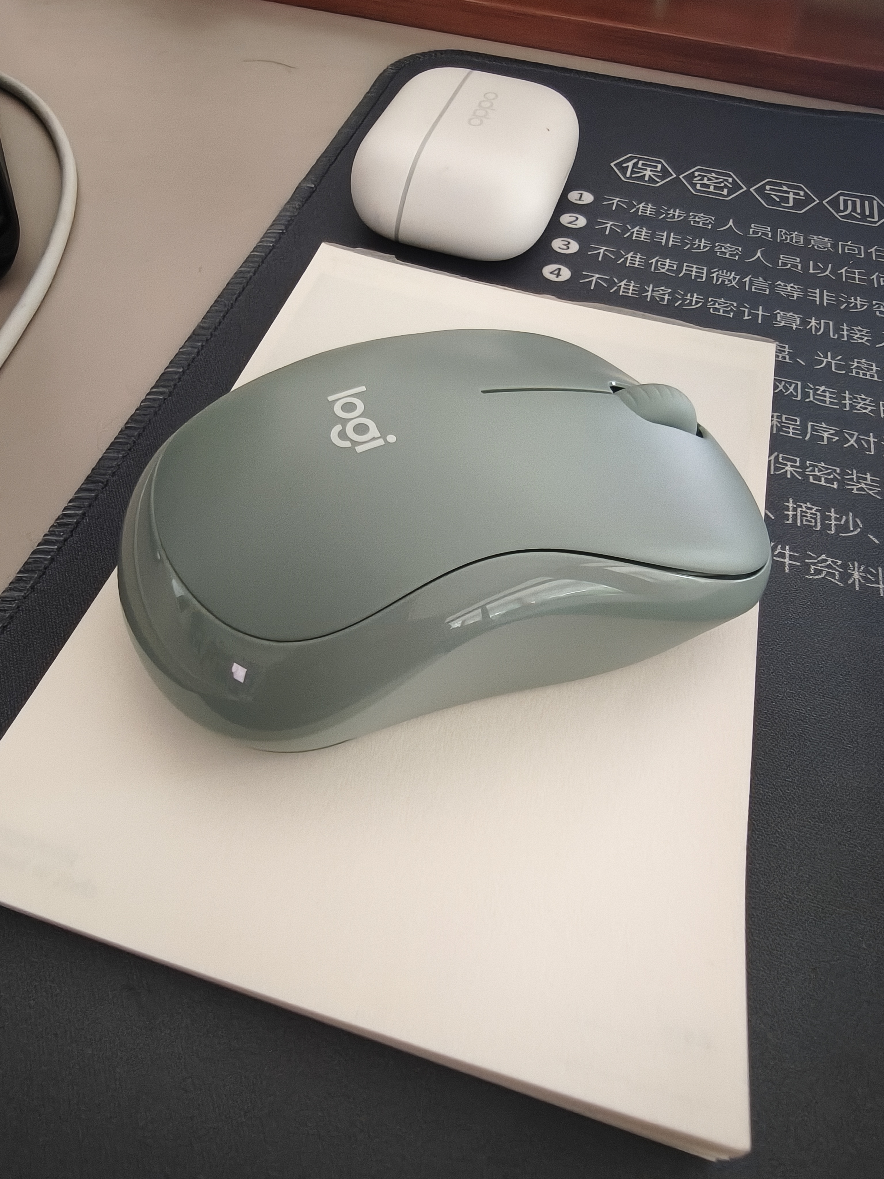 罗技（Logitech）M221 轻音鼠标 无线鼠标 办公鼠标 对称鼠标 带无线微型接收器 薄荷绿 实拍图