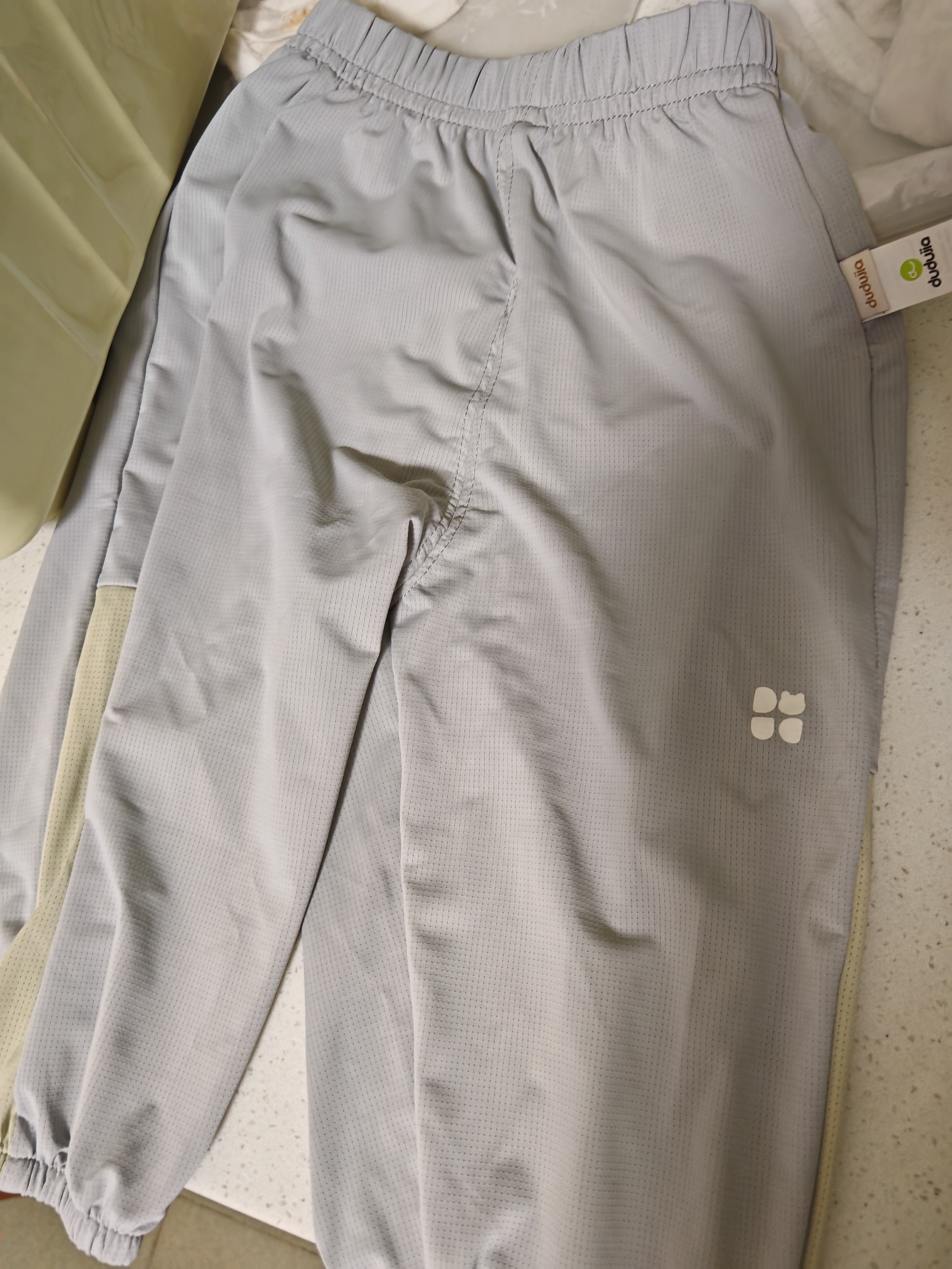 嘟嘟家[凉感科技]儿童裤子透气夏款男童防蚊裤轻薄女童网眼裤 水泥灰 90 实拍图