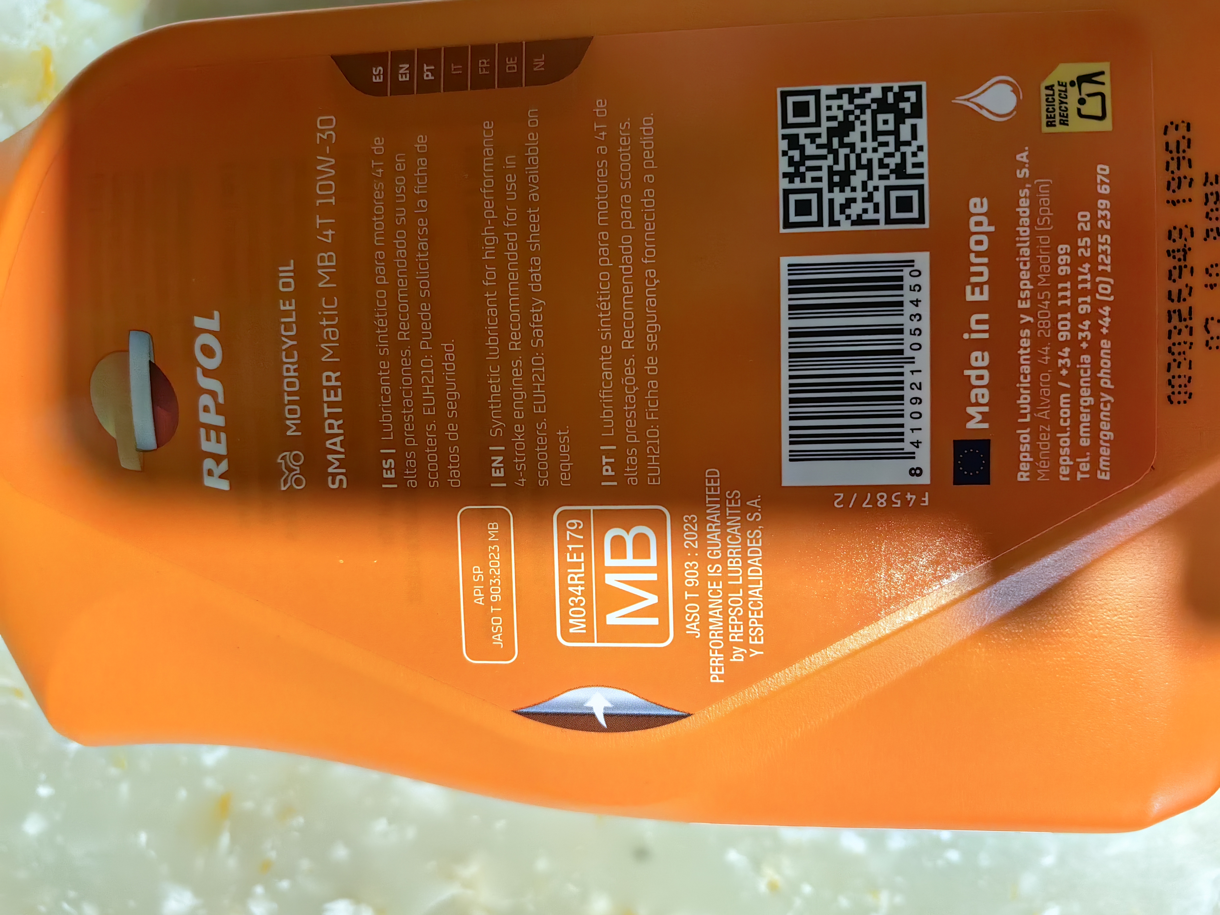 REPSOL 威爽竞酷全合成踏板摩托车机油本田/铃木等踏板适用10W-30 MB 1L 实拍图