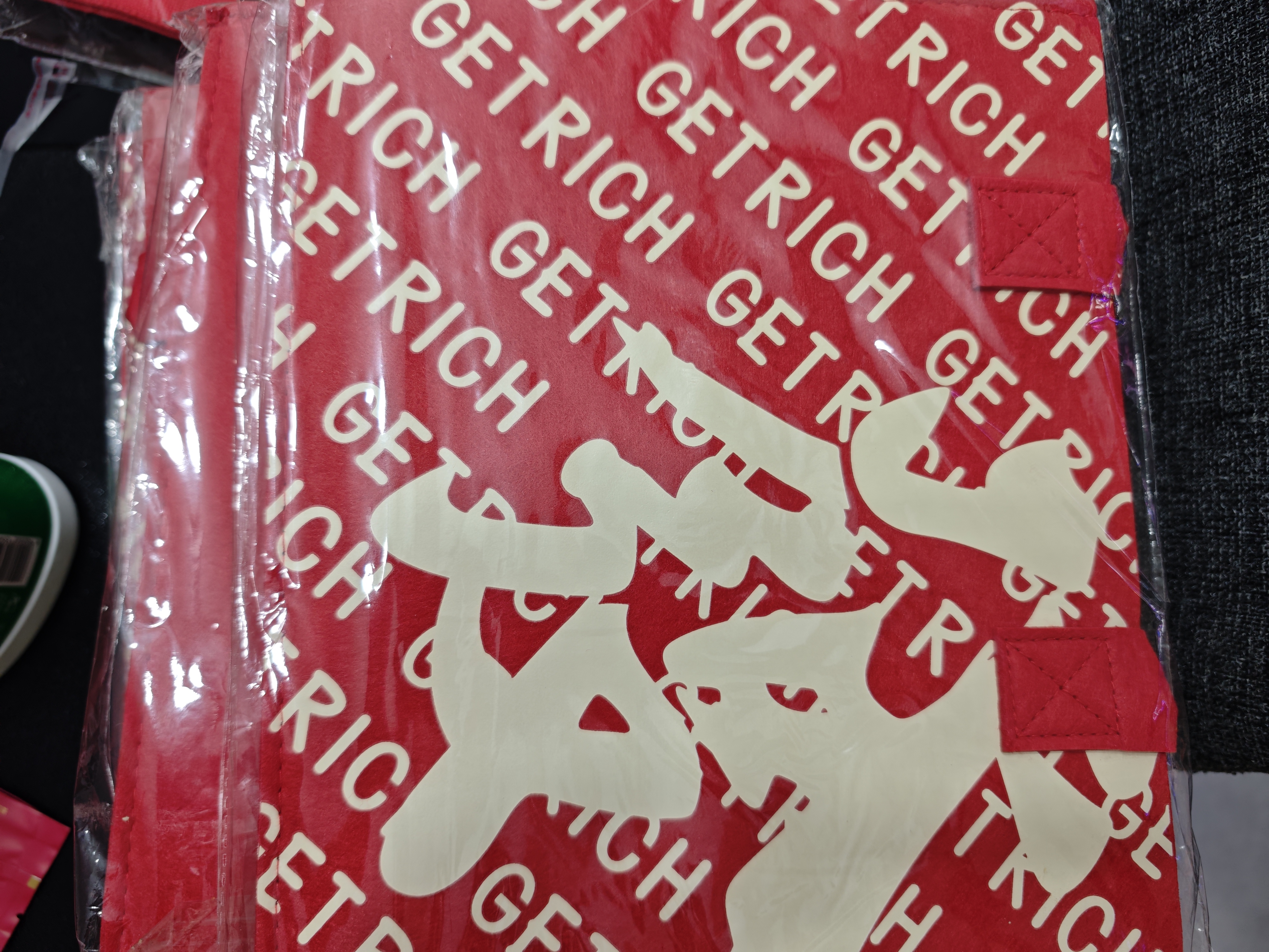 叩素KOUSU红色 手提毛毡包 帆布包 大容量礼品袋 手提袋 拎包印花收纳袋30*25*11 發 1个装 实拍图