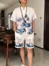 JEEP SPIRIT汉服成人男夏季古装侠客剑客书生男士国风舞台装班服短裤唐装复古 白色 套装 M (39) 100 - 120 斤 晒单实拍图
