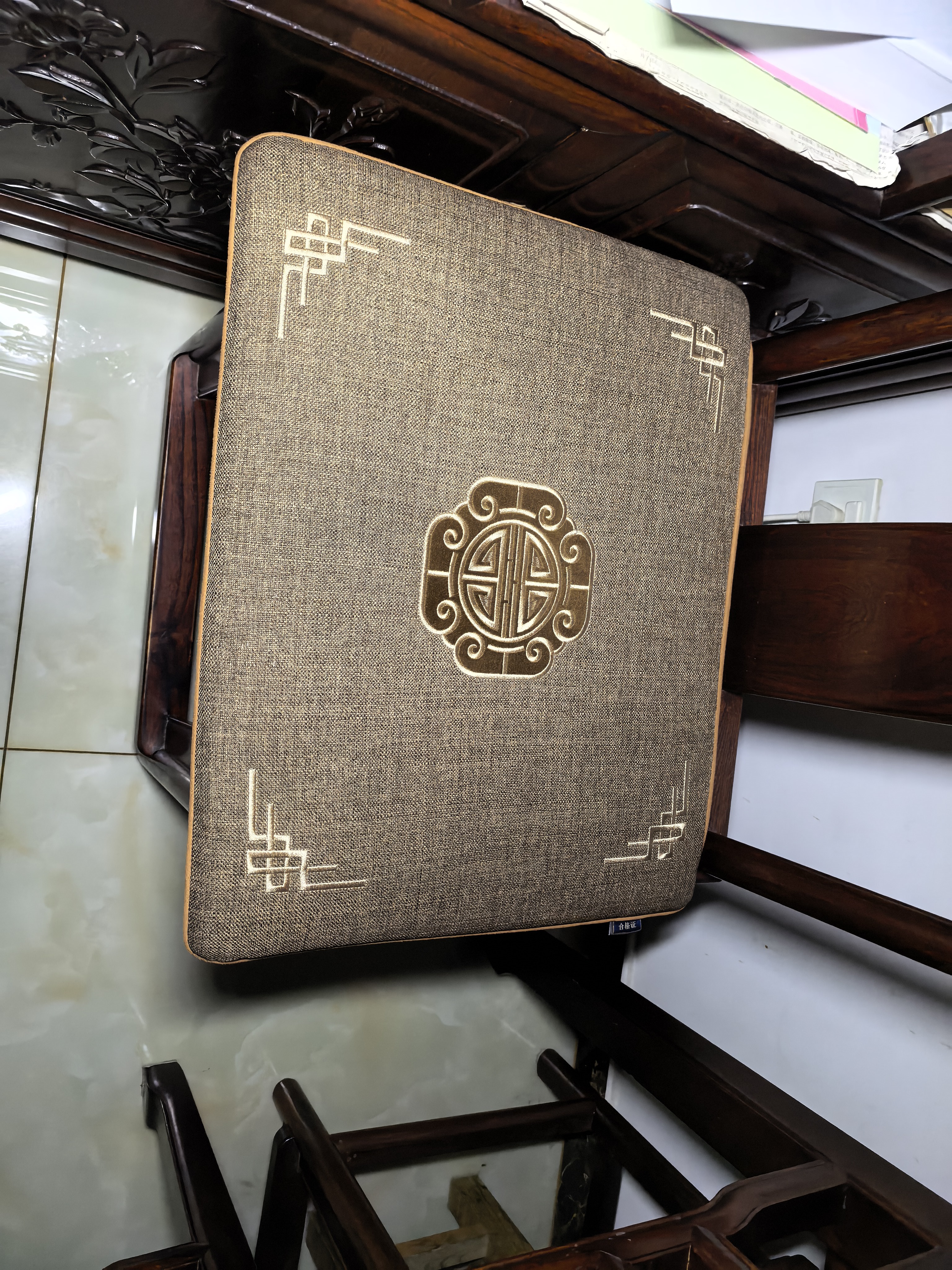 华幔盛庭中式椅垫坐垫红木椅乳胶垫圈椅座垫 陶然居褐色(3cm乳胶) 50*40cm 实拍图