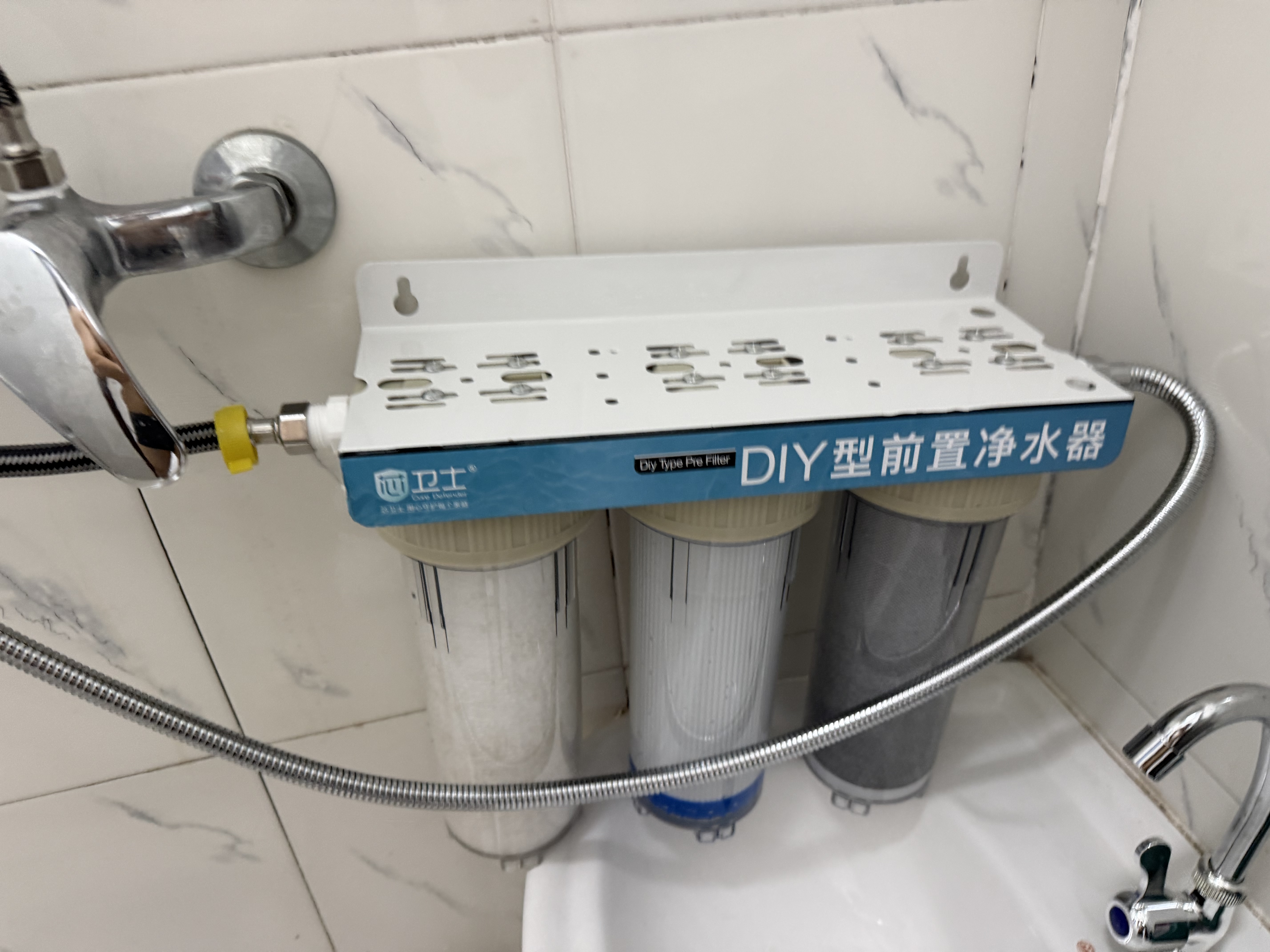芯卫士10寸三级前置过滤器家用净水器全屋自来水厨下式净水机大流量鱼缸过滤制冰机专用净化冰块水质排污 10 寸三级前置精滤款｜4 分铜口+2支编织管 实拍图