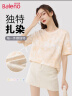 班尼路（Baleno）100%纯棉多巴胺扎染短袖T恤女夏季2025年女装新款圆领宽松半袖 实拍图