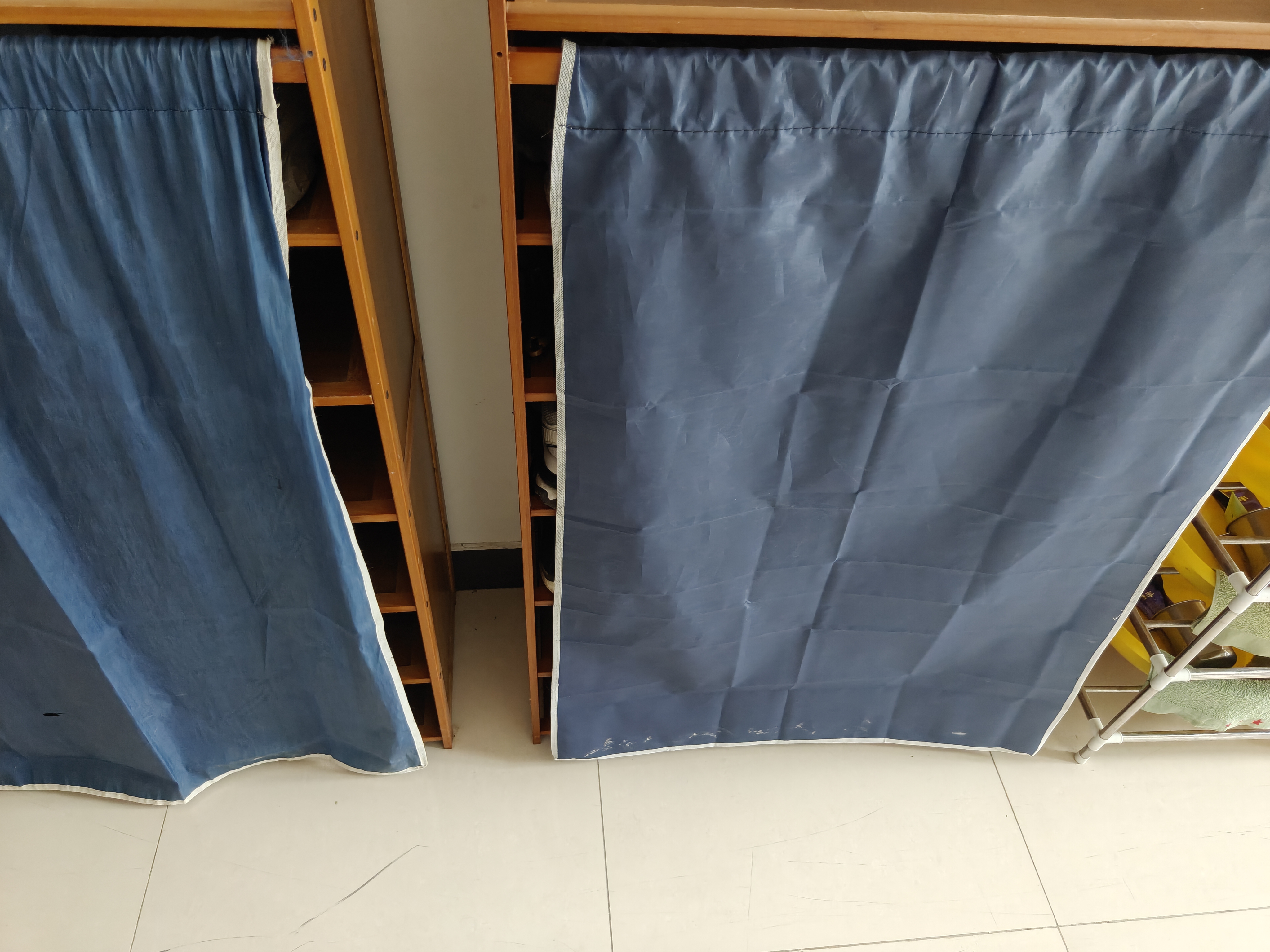 木马人多层简易鞋柜落地鞋架客厅宿舍室内门口入户防尘换鞋凳收纳置物架 【深蓝门帘】经典款-七层76长 实拍图