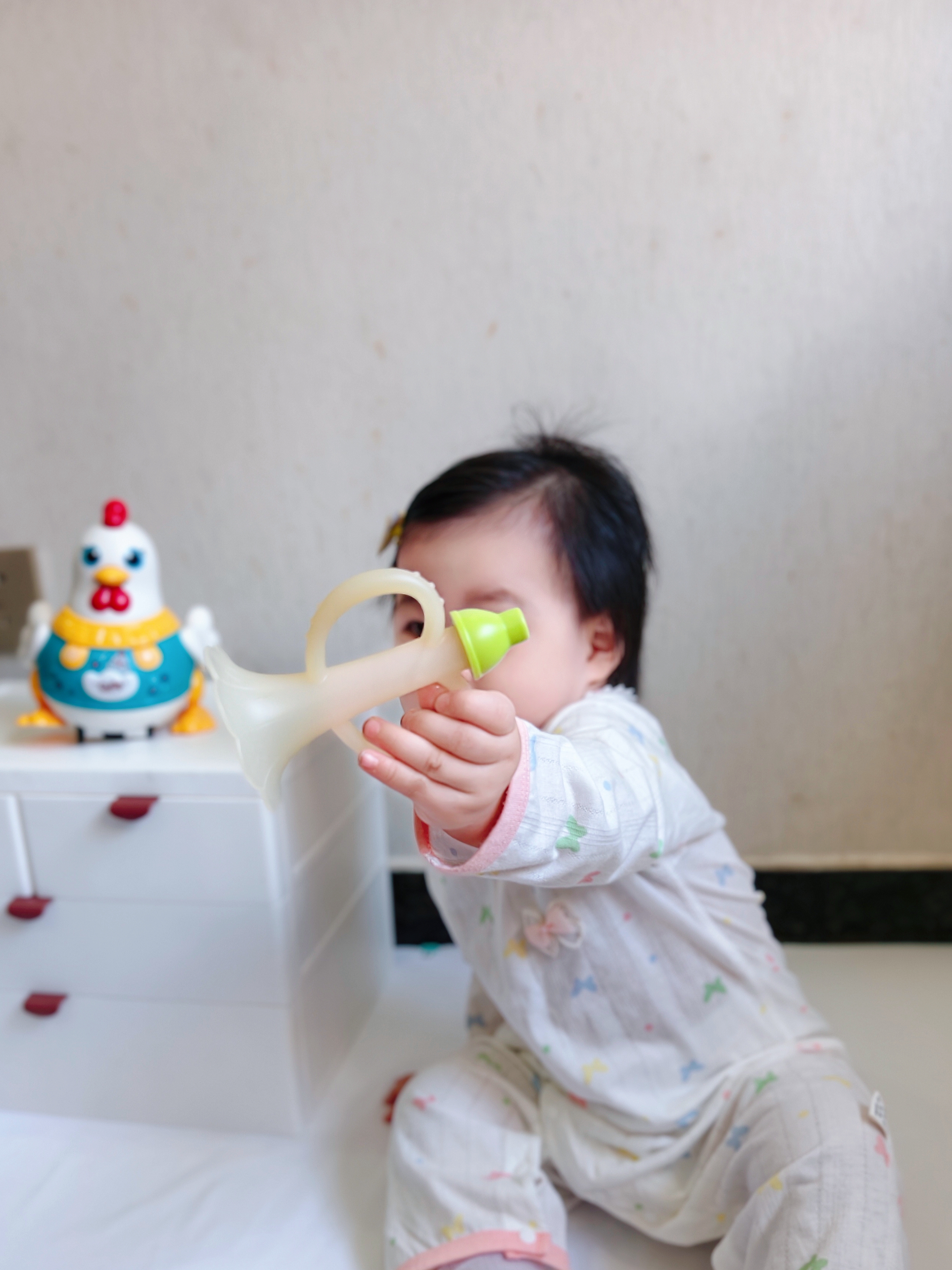 马博士婴儿牙胶磨牙胶棒2个月以上牙咬胶防吃手宝宝玩具喇叭牙胶 黄绿色 实拍图