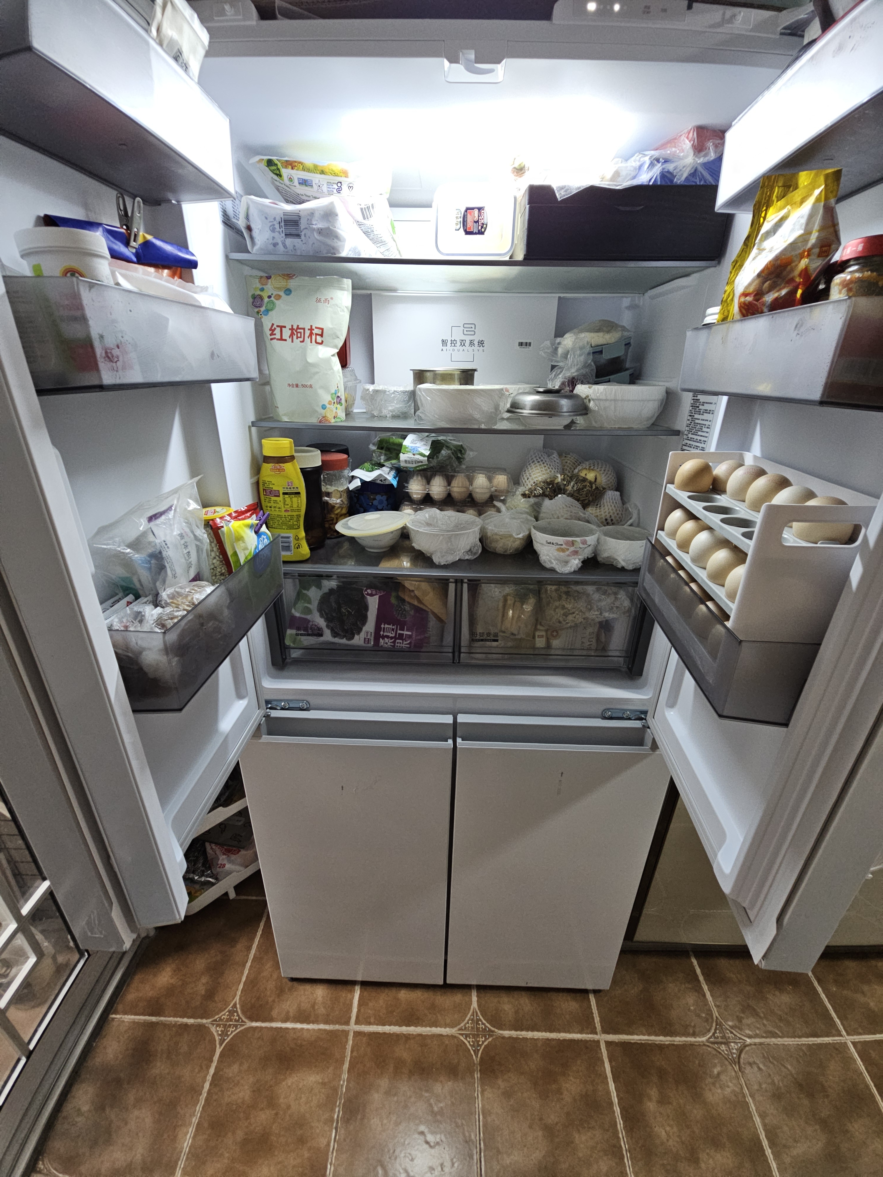 海尔（Haier）【小红花系列】498L十字门冰箱四开门双系统双净化99.99%抗菌变温空间HRF-S50WTC9U1国家补贴 实拍图
