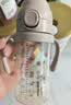 UBMOM吸管杯婴儿宝宝学饮杯儿童喝水杯直饮杯牛奶杯吸管奶瓶6个月以上 咖色小熊猫280ml 弹盖式 （直饮吸管+重力球）适合6个月+ 实拍图