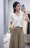 宏资琦 连衣裙2026夏季新款女装甜美气质短款V领上衣网纱半身裙子两件装 米白色上衣+卡其色半身裙 M （建议98—108斤） 实拍图